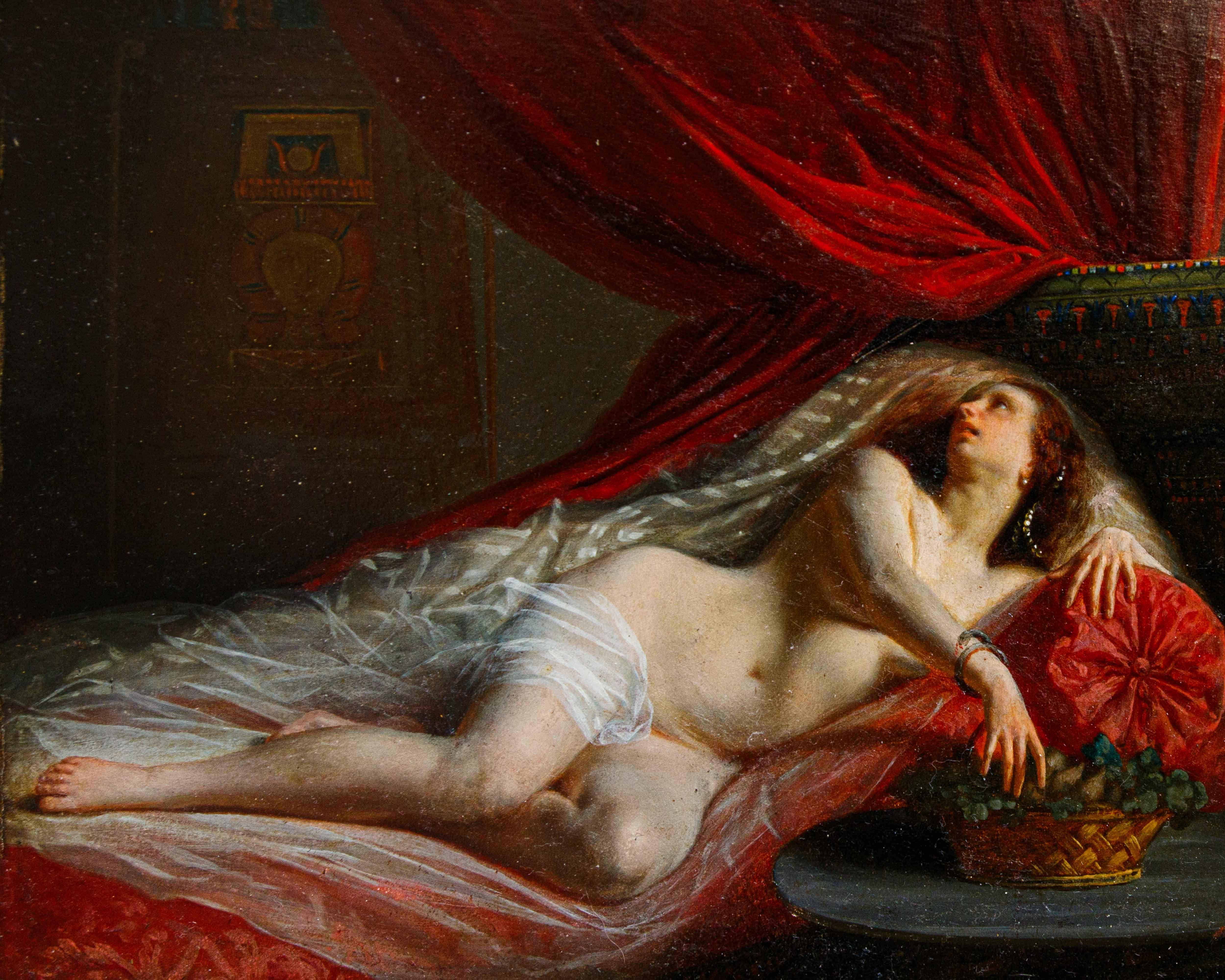 By Jean Louis Victor Viger de Vigneau (Argentan, 1819- Paris, 1879), Cleopatra - Painting by Jean Louis Victor Viger de Vigneau (Argentan, 1819- Parigi, 1879)