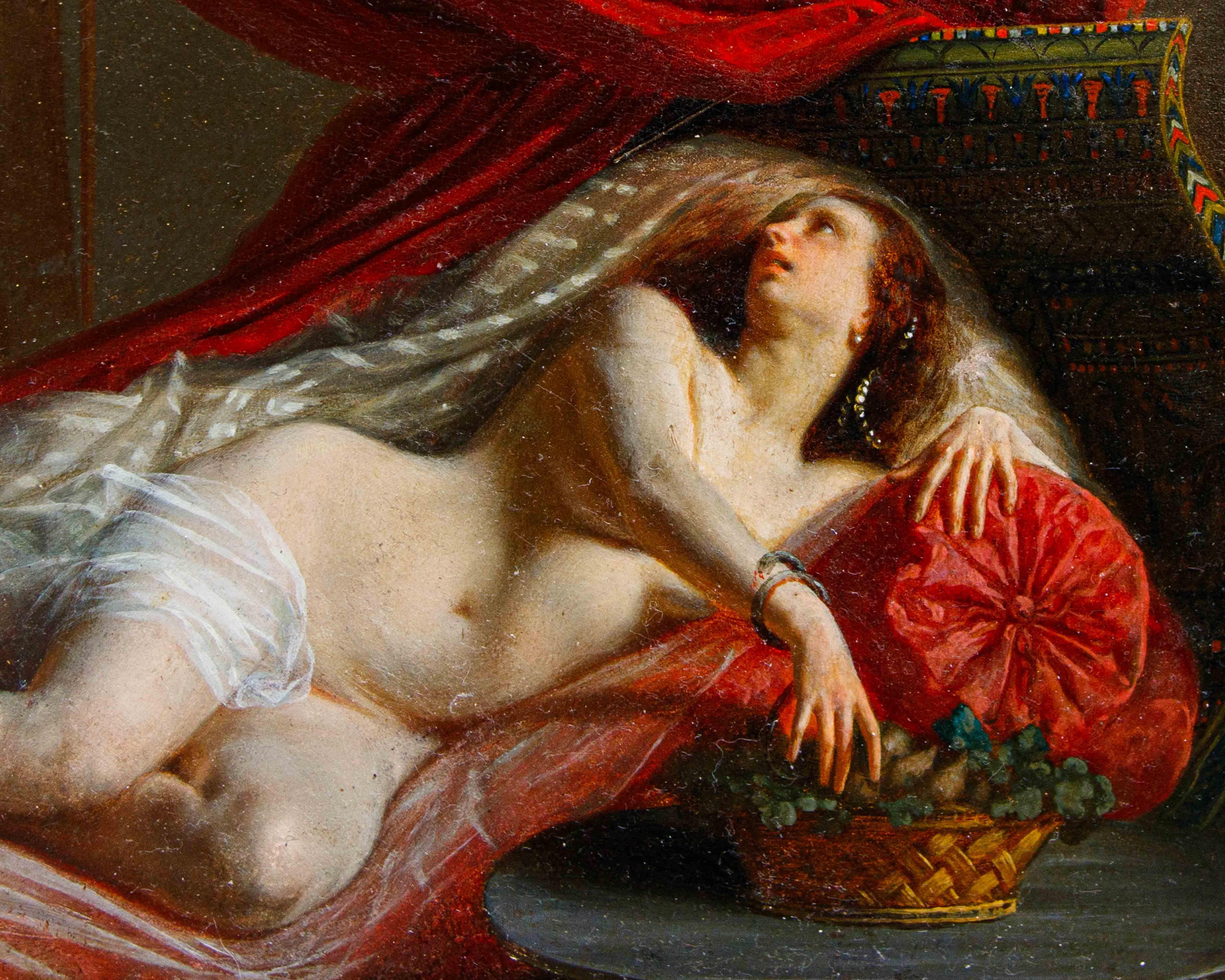 By Jean Louis Victor Viger de Vigneau (Argentan, 1819- Paris, 1879), Cleopatra - Brown Nude Painting by Jean Louis Victor Viger de Vigneau (Argentan, 1819- Parigi, 1879)