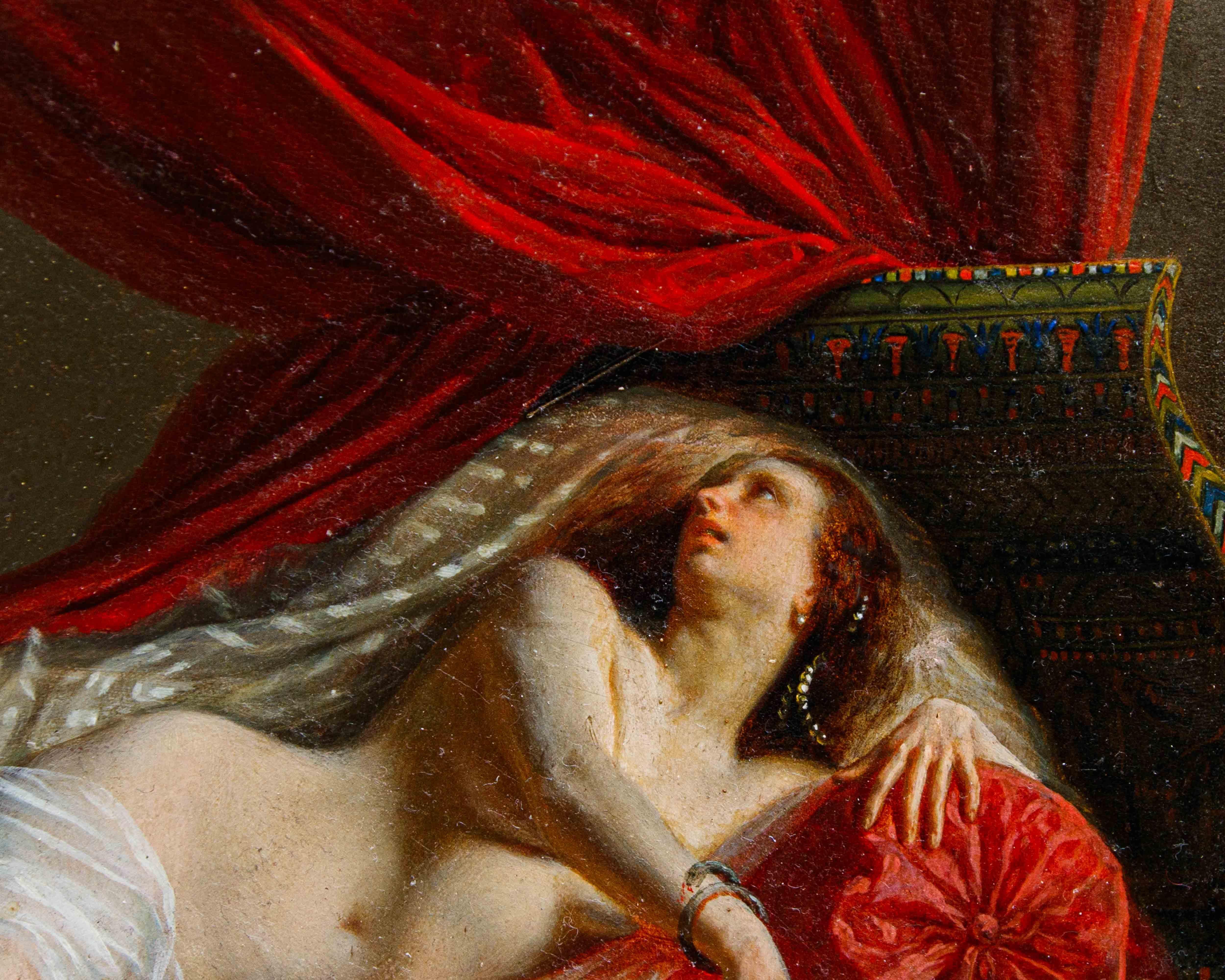 Jean Louis Victor Viger de Vigneau (Argentan, 1819- Paris, 1879)

The Death of Cleopatra

Oil on panel, 21 x 28 cm

Framed, 34 x 39 cm

Signed at lower right 