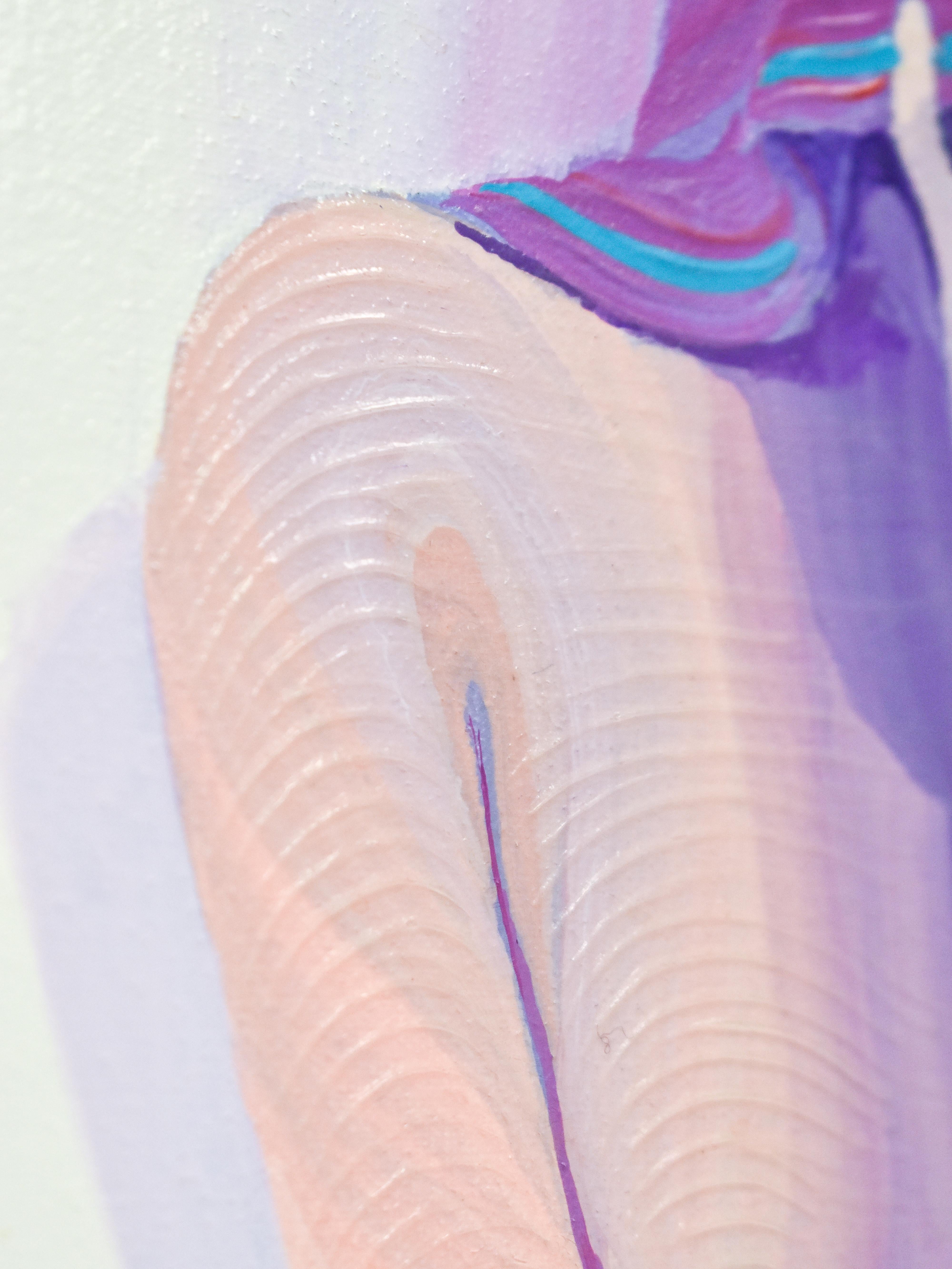 Femme en robe violette - Oil paint on canvas - Jean Loup Gasnier For Sale 3