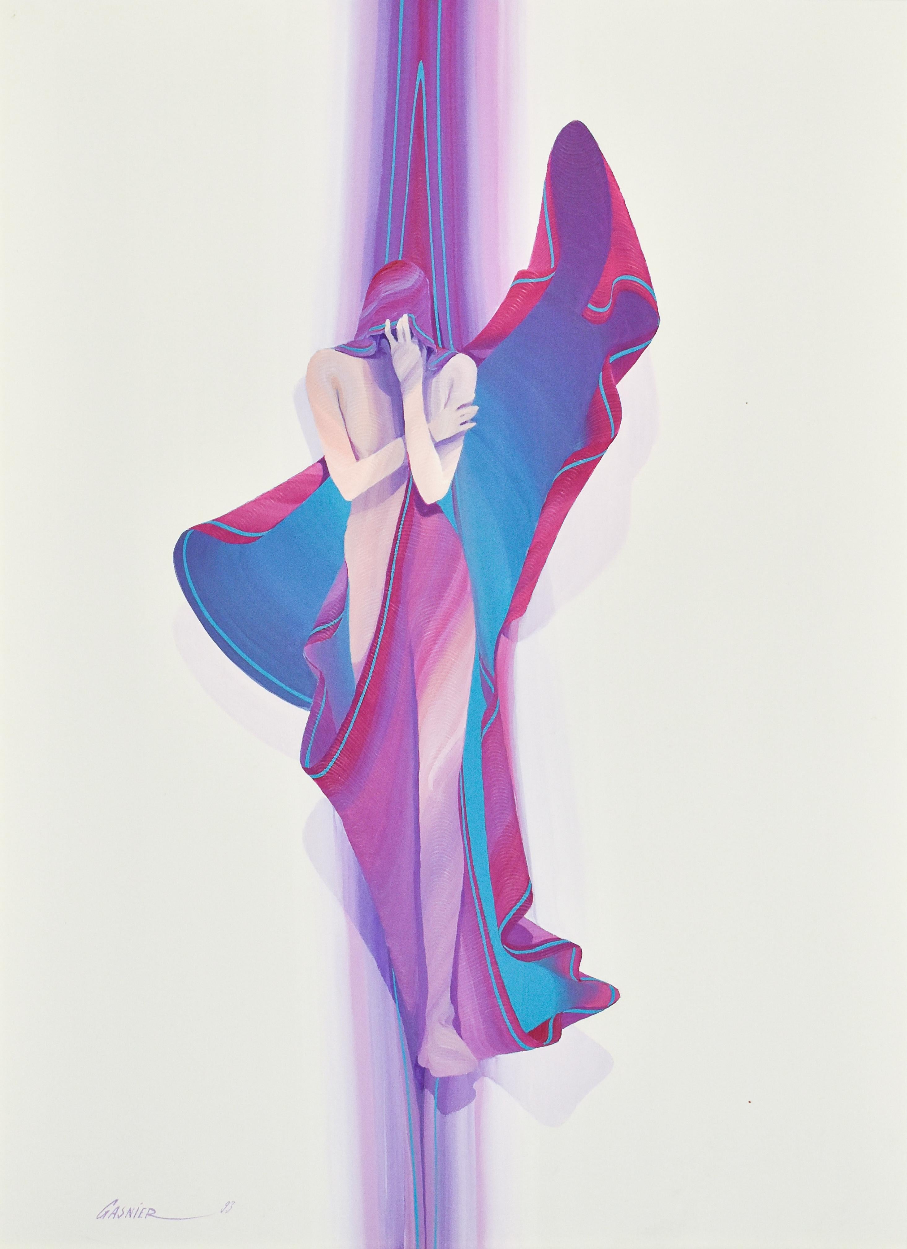 Femme en robe violette - Oil paint on canvas - Jean Loup Gasnier