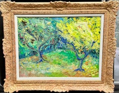 French mid century Impressionist landscape of Olive trees in the Côte d'Azur