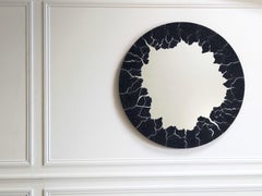 Jean-Luc Le Mounier, Hamada, Black/Gold Contemporary Round Mirror, France, 2021