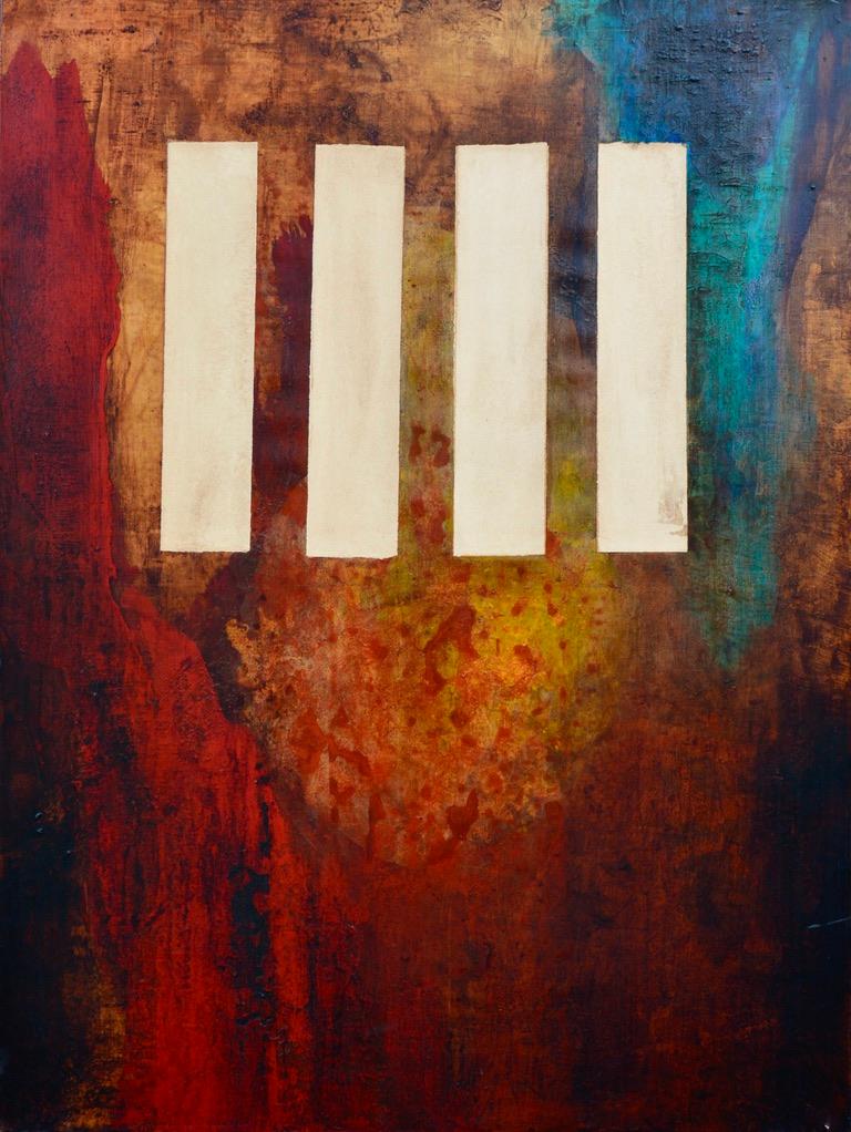 Acrilico e carta marmorizzata montata su tela

Jean-Luc Veret è un artista francese nato nel 1953, che vive e lavora tra Parigi e Luc, France. An He si riconosce come un artista proteiforme. Si è infatti laureato all'Ecole Nationale des Beaux-Arts