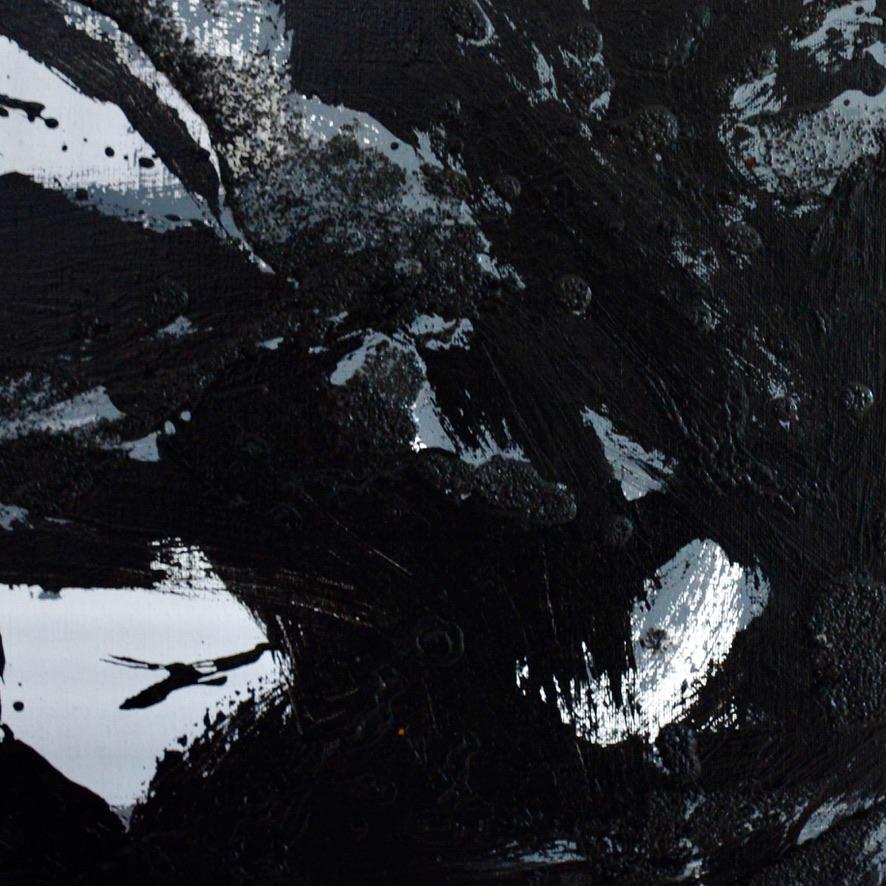 French Contemporary Abstract Art by J.-L. Veret - Eiko - Black Abstract Painting by Jean-Luc Veret