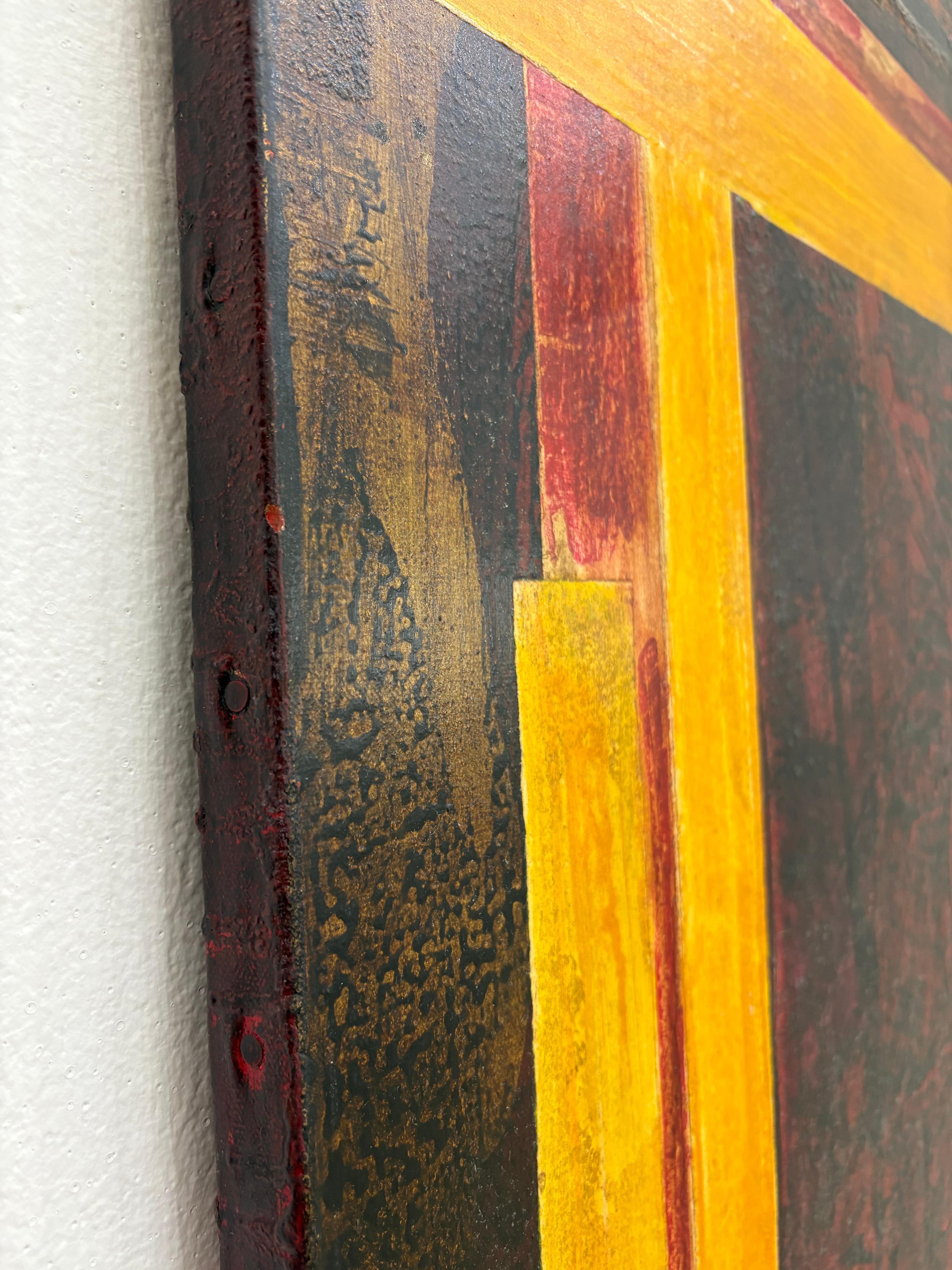 Arte abstracto contemporáneo francés de J.-L. Veret - La Porte Jaune en venta 6