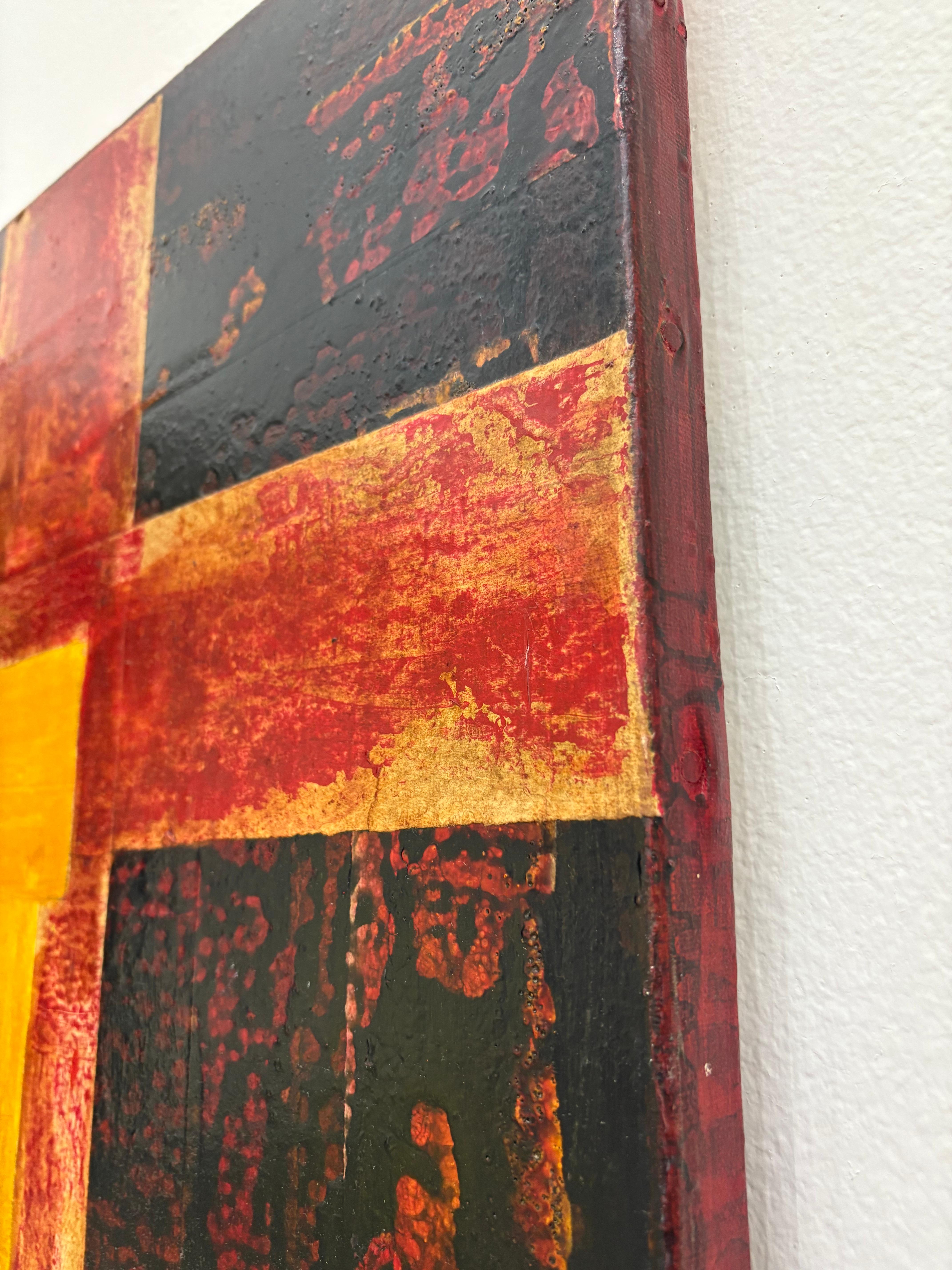 Arte abstracto contemporáneo francés de J.-L. Veret - La Porte Jaune en venta 7