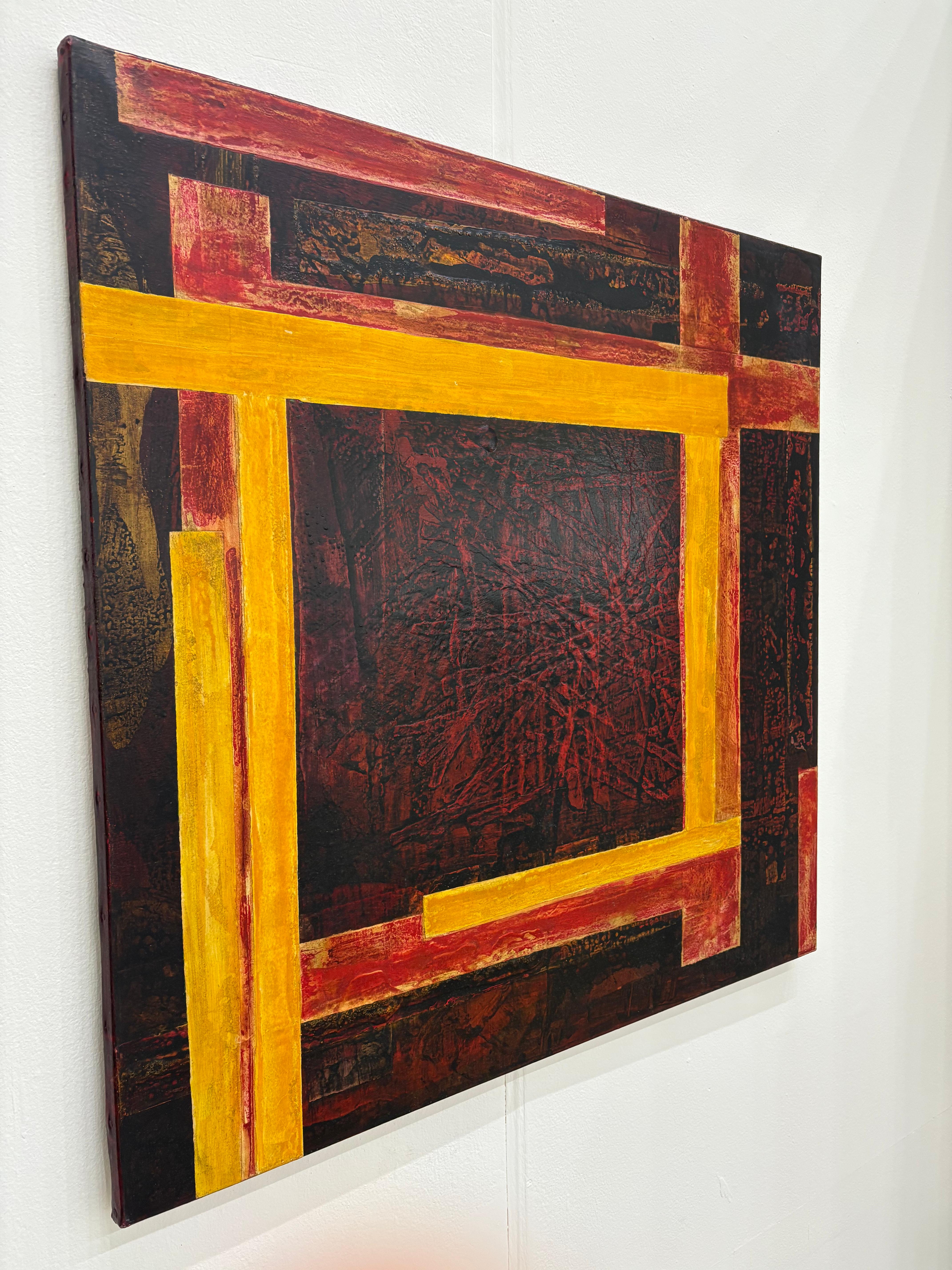 Arte abstracto contemporáneo francés de J.-L. Veret - La Porte Jaune en venta 9