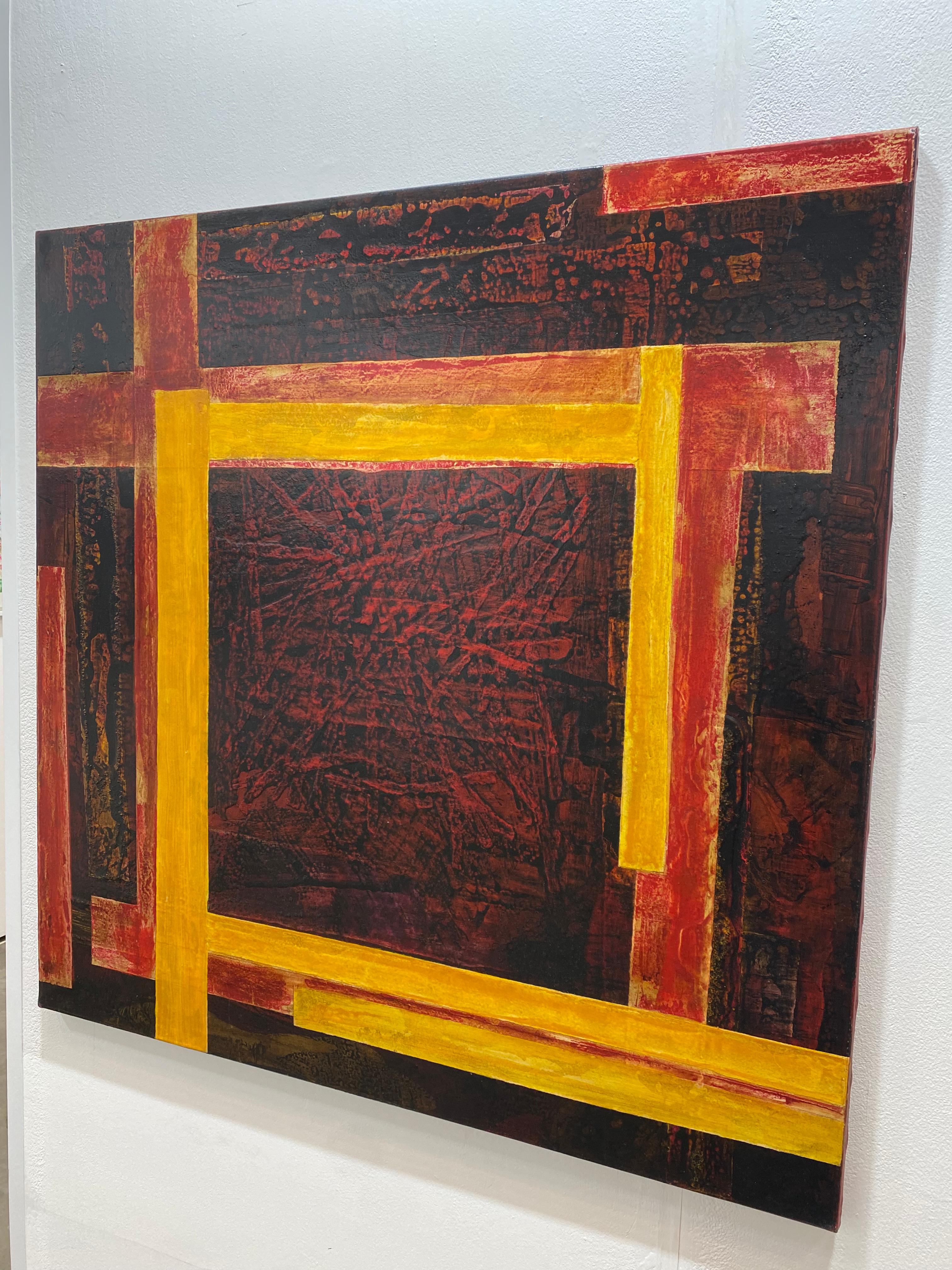 Arte astratta contemporanea francese di J.-L. Veret - La Porte Jaune in vendita 1