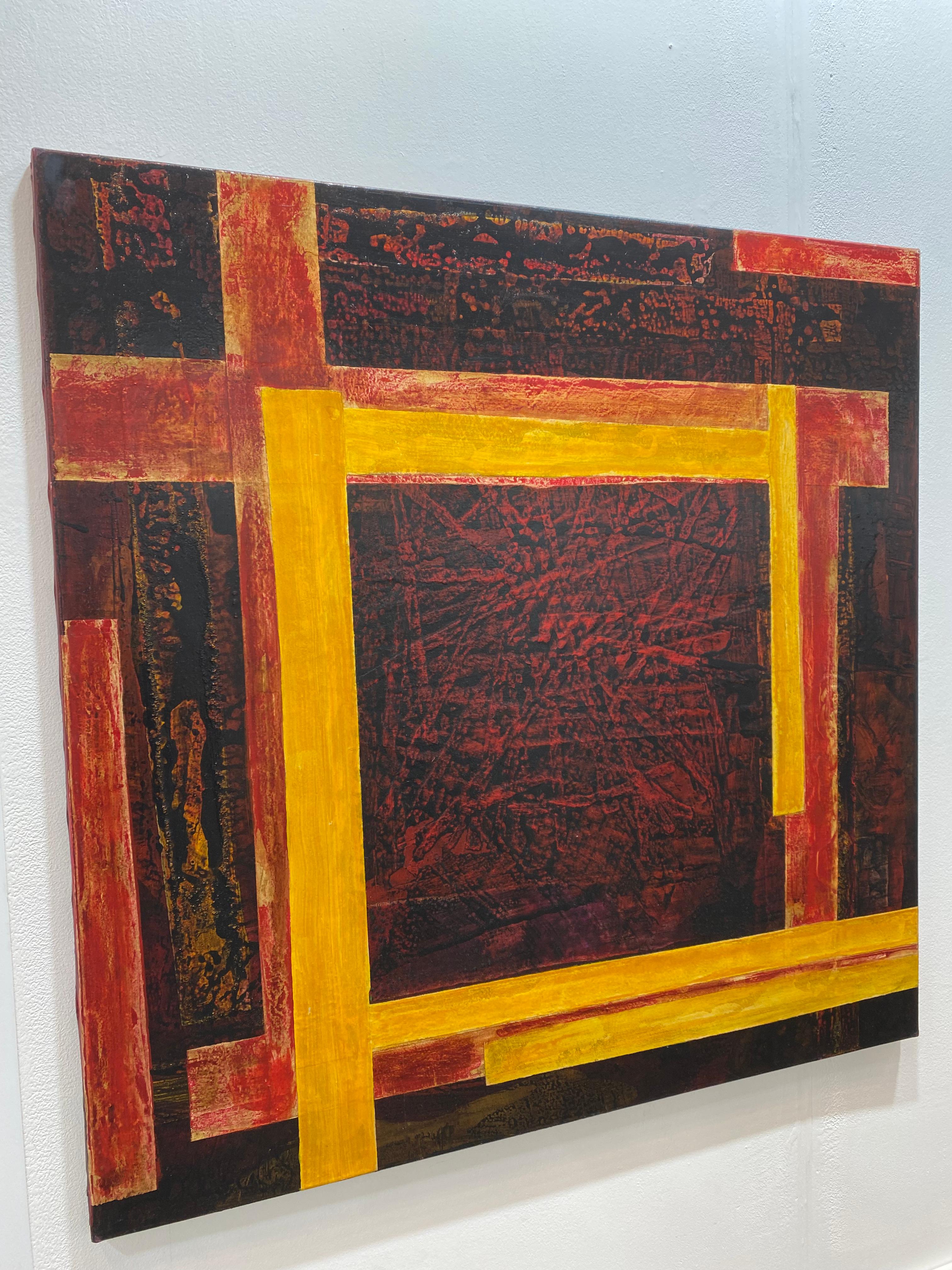 Arte astratta contemporanea francese di J.-L. Veret - La Porte Jaune in vendita 2