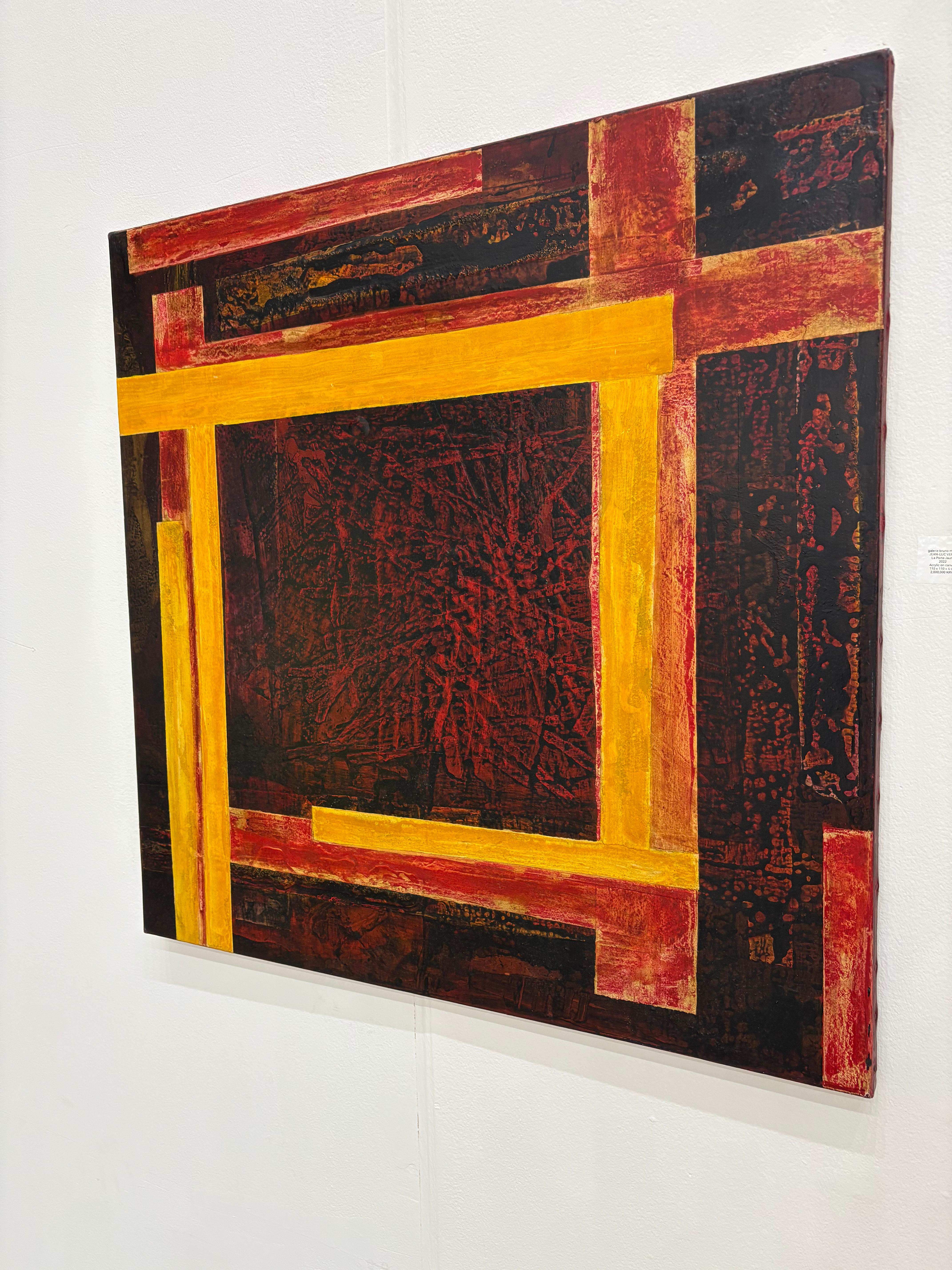 Arte abstracto contemporáneo francés de J.-L. Veret - La Porte Jaune en venta 3