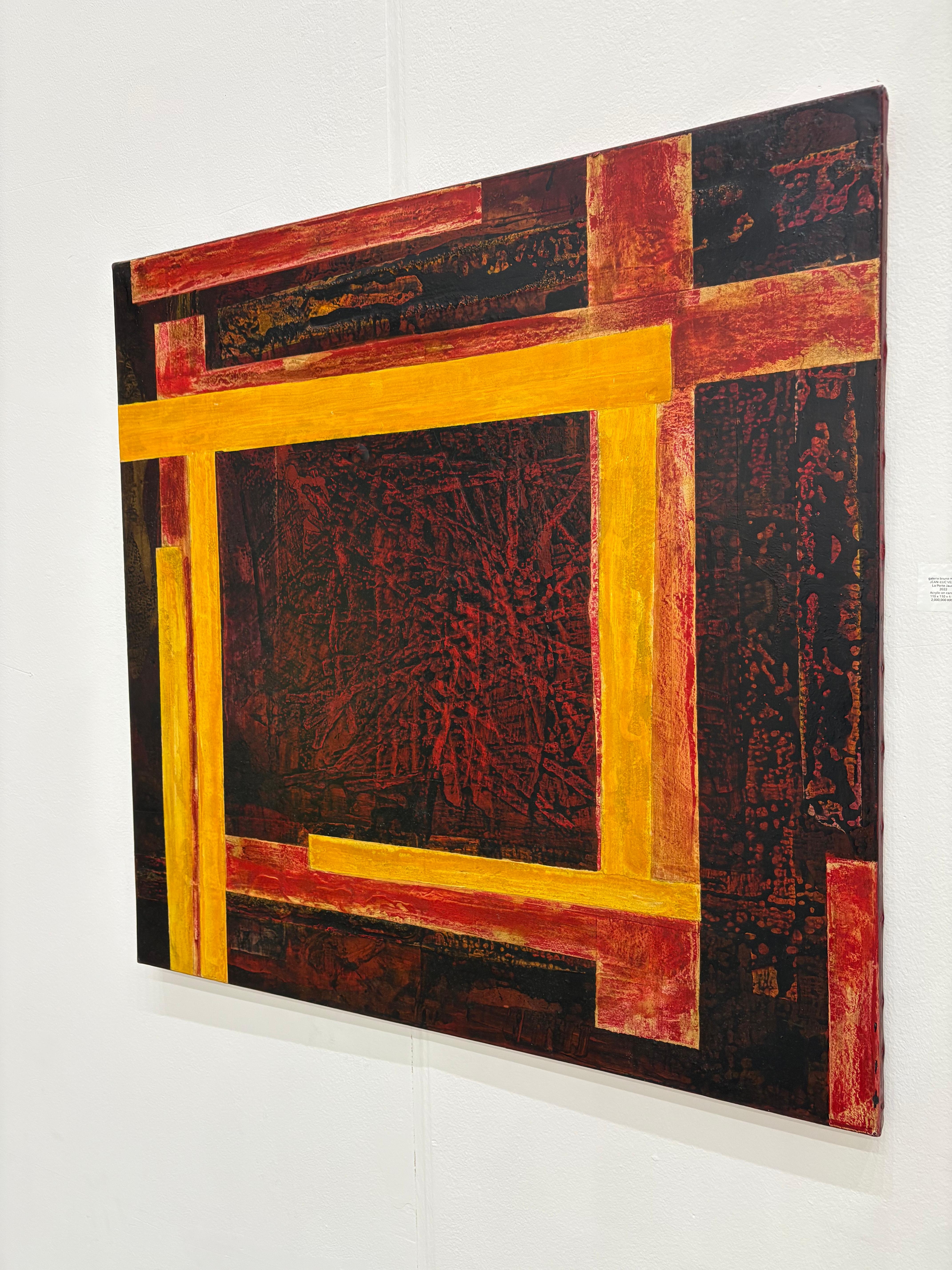 Arte abstracto contemporáneo francés de J.-L. Veret - La Porte Jaune en venta 4