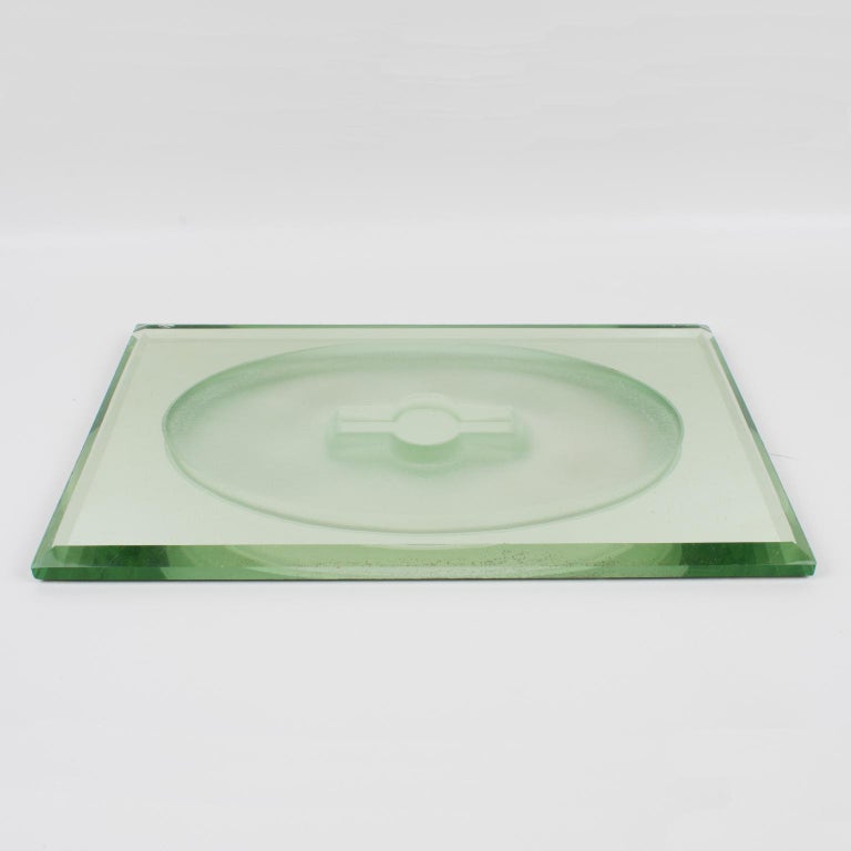 Jean Luce French Art Deco Mirrored Glass Tray Platter Centerpiece, 1930s For Sale 1