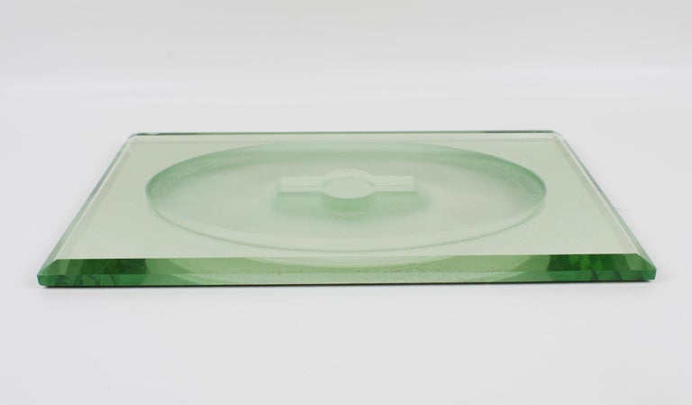 Jean Luce French Art Deco Mirrored Glass Tray Platter Centerpiece, 1930s For Sale 2