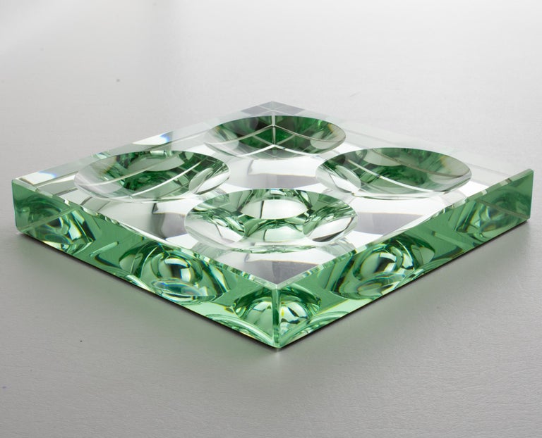 Jean Luce 1940s French Art Deco Mirrored Glass Catchall Desk Tidy Centerpiece For Sale 2