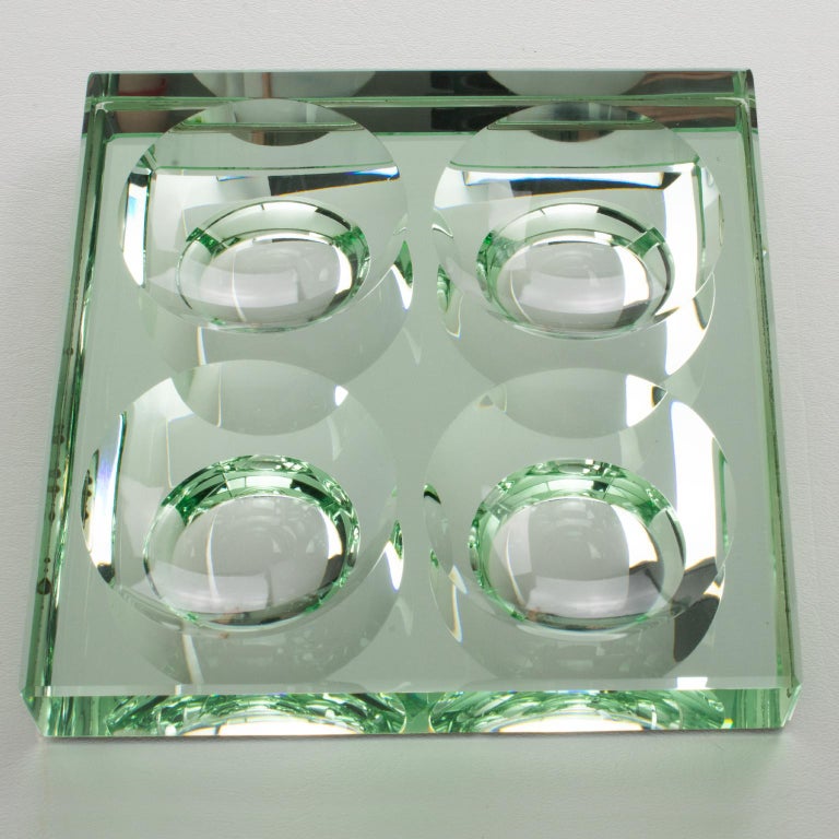 Jean Luce 1940s French Art Deco Mirrored Glass Catchall Desk Tidy Centerpiece For Sale 3