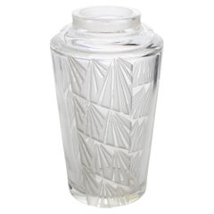 Jean Luce Art Deco Geometric Acid-Etched Art Glass Vase, circa 1930