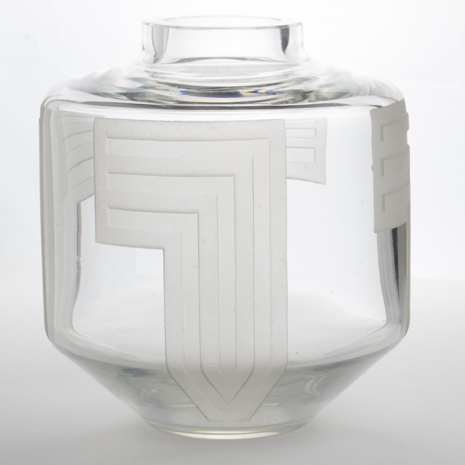 Vase art déco géométrique gravé à l'acide Jean Luce 3