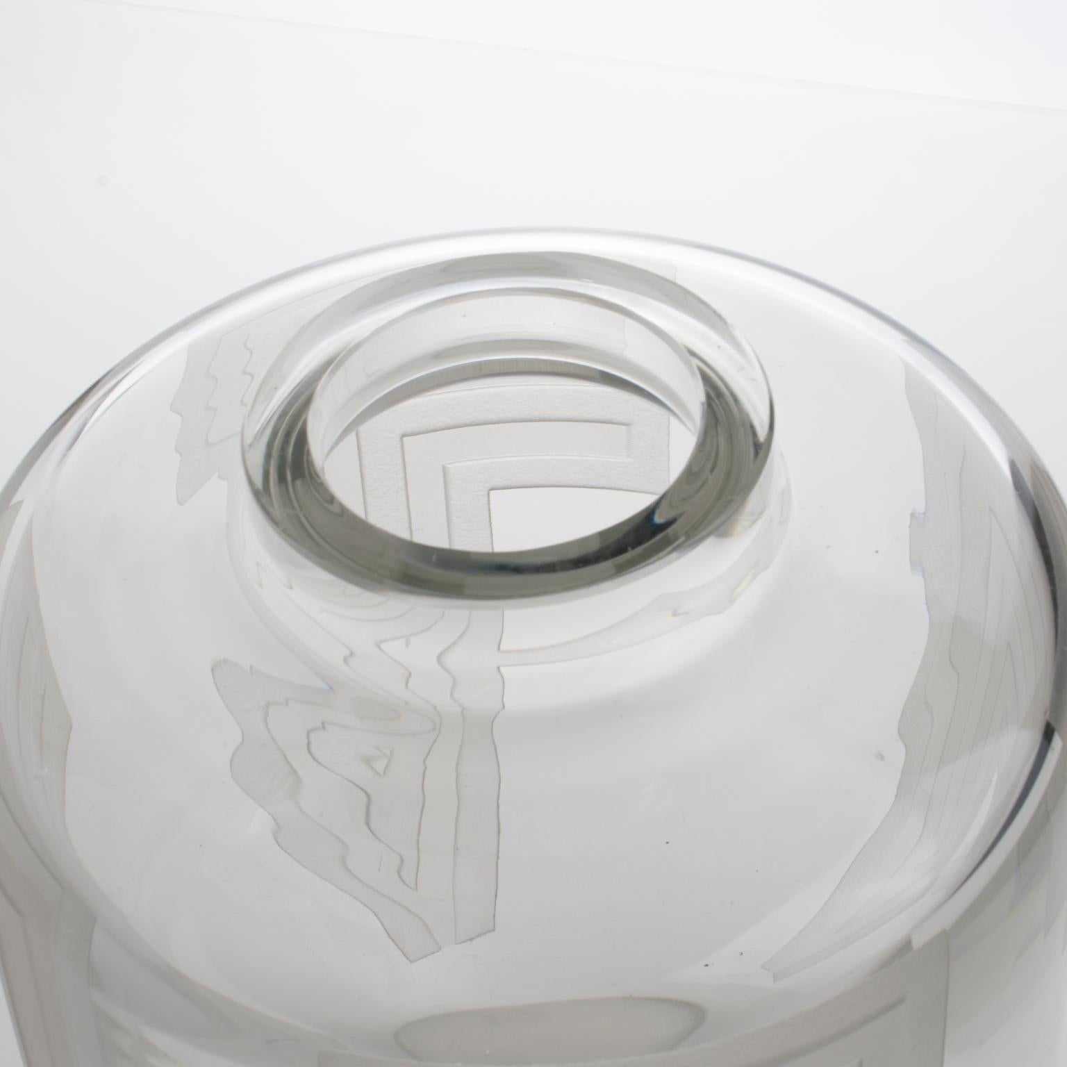 Vase art déco géométrique gravé à l'acide Jean Luce 4