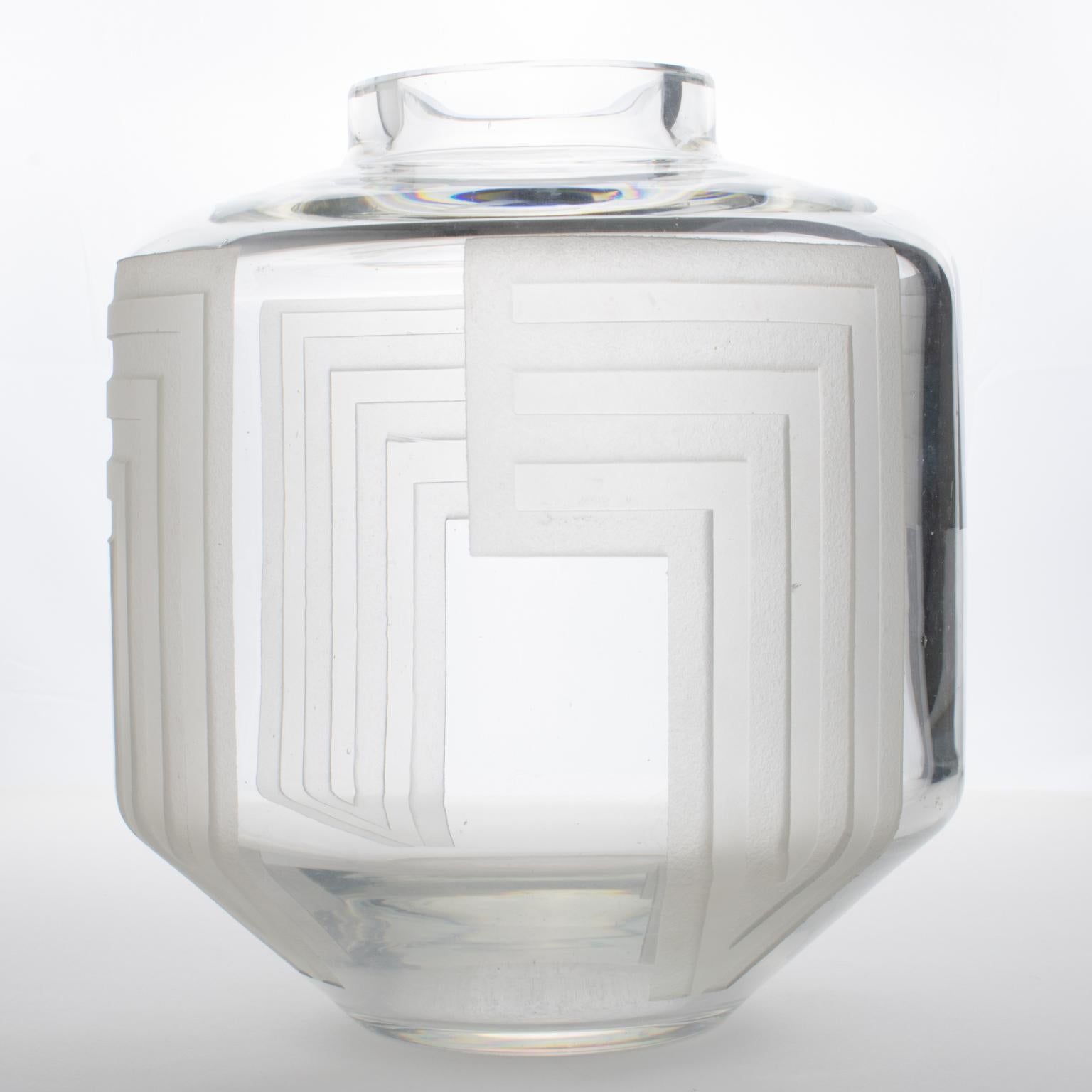 Vase art déco géométrique gravé à l'acide Jean Luce 5