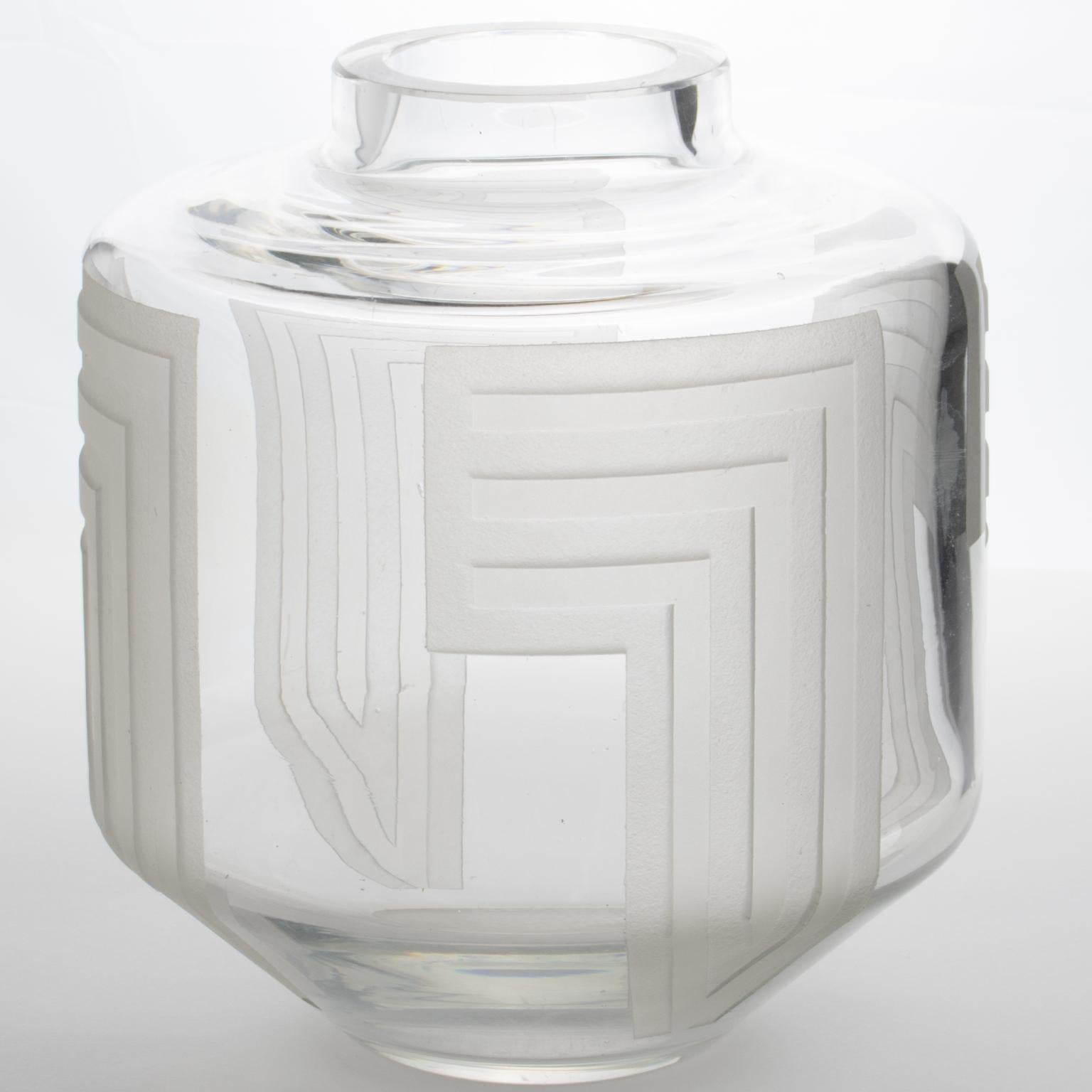 Vase art déco géométrique gravé à l'acide Jean Luce 6
