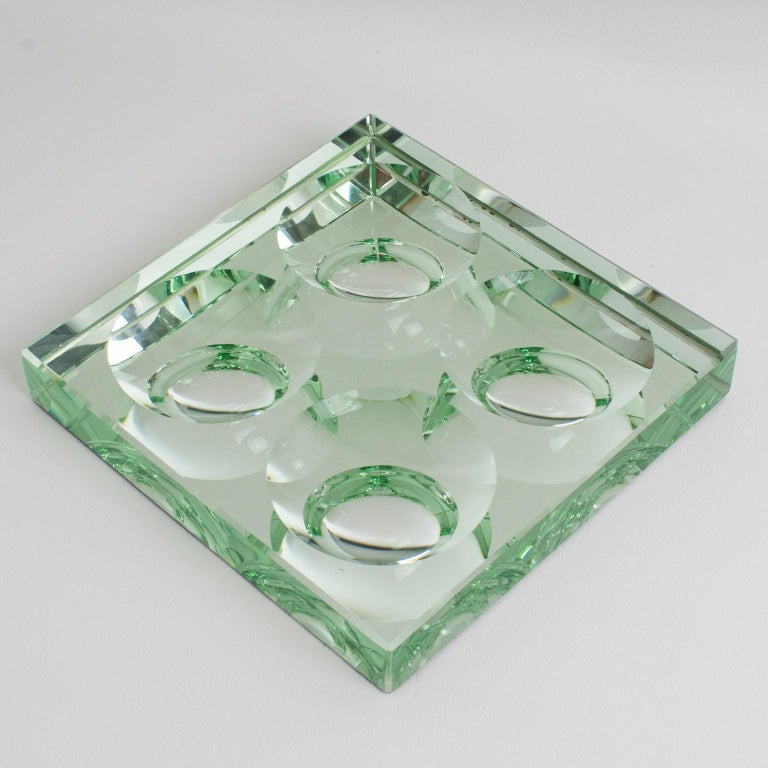 Jean Luce Art Deco Mirrored Glass Catchall Desk Tidy Centerpiece, France 1940s For Sale 7