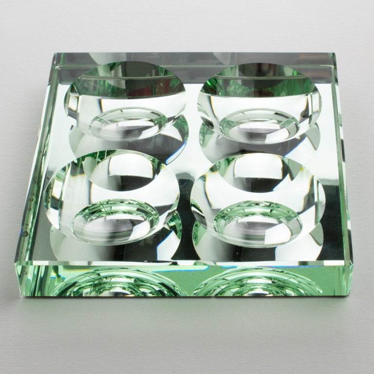 Jean Luce Art Deco Mirrored Glass Catchall Desk Tidy Centerpiece, France 1940s In Good Condition For Sale In Atlanta, GA
