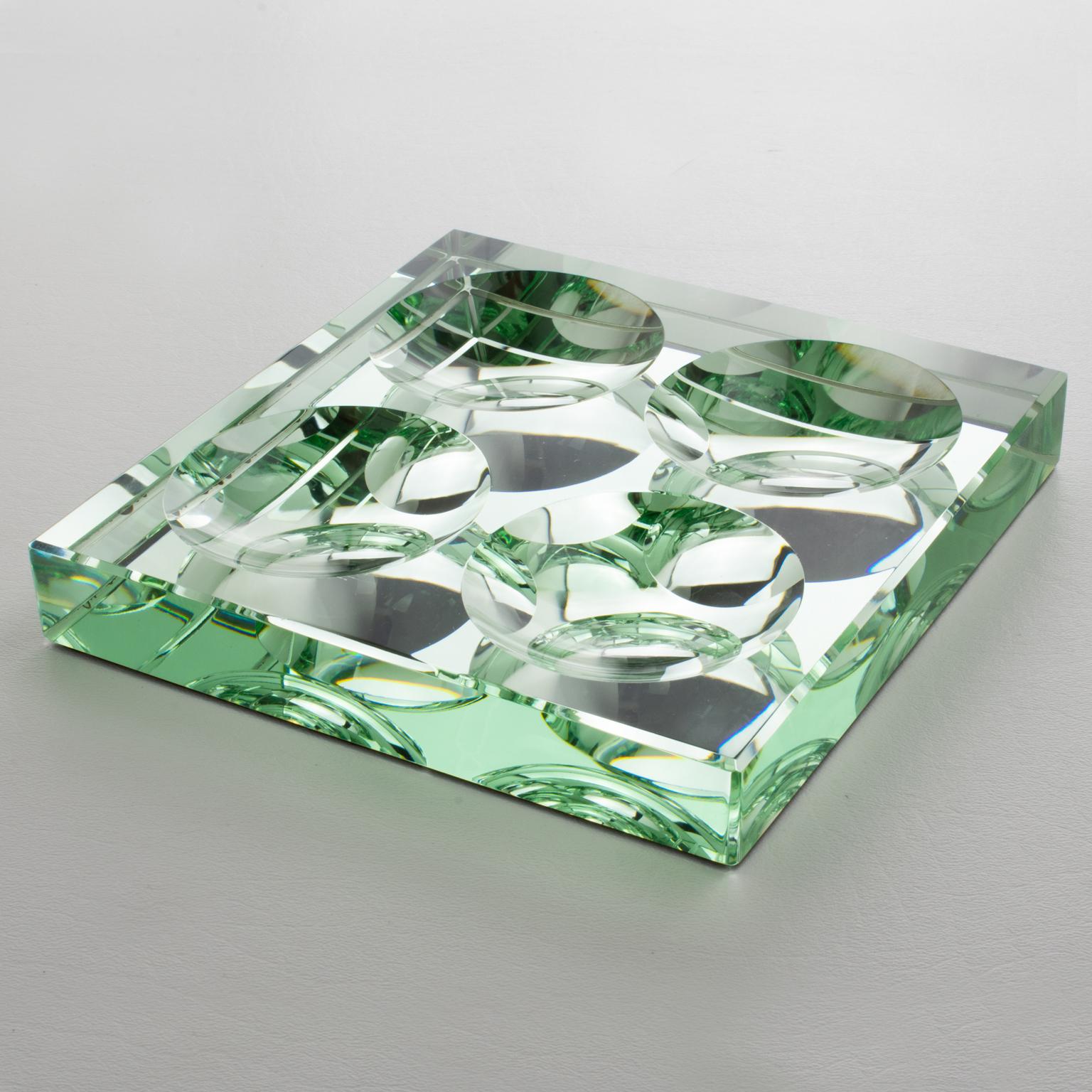 Mid-20th Century Jean Luce Art Deco Mirrored Glass Catchall Vide Poche Centerpiece, France 1940s
