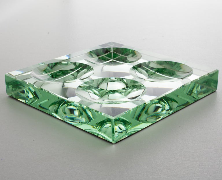 Jean Luce Art Deco Mirrored Glass Catchall Desk Tidy Centerpiece, France 1940s For Sale 1