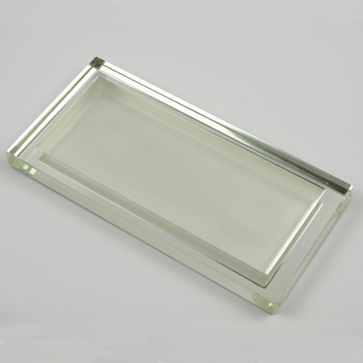 French Jean Luce Art Deco Mirrored Glass Tray Platter Catchall