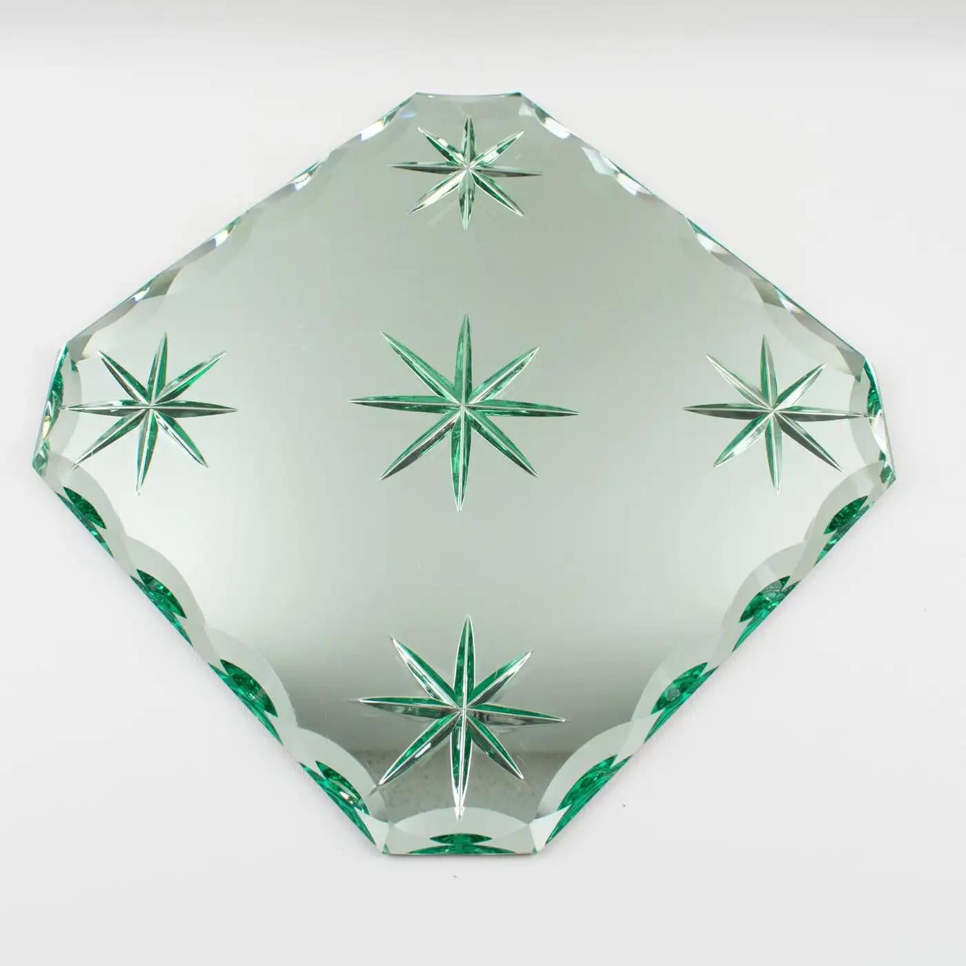 French Jean Luce Art Deco Mirrored Glass Tray, Platter or Centerpiece, 1930s For Sale