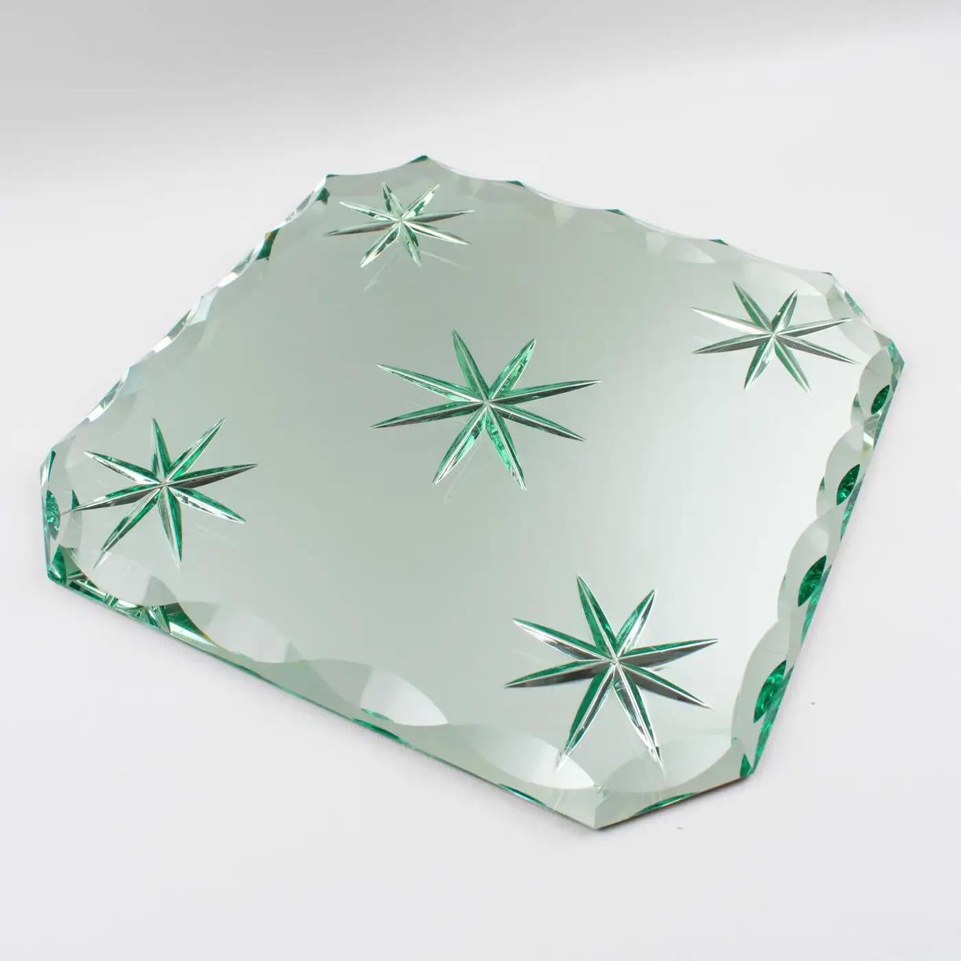 Jean Luce Art Deco Mirrored Glass Tray, Platter or Centerpiece, 1930s In Good Condition For Sale In Atlanta, GA