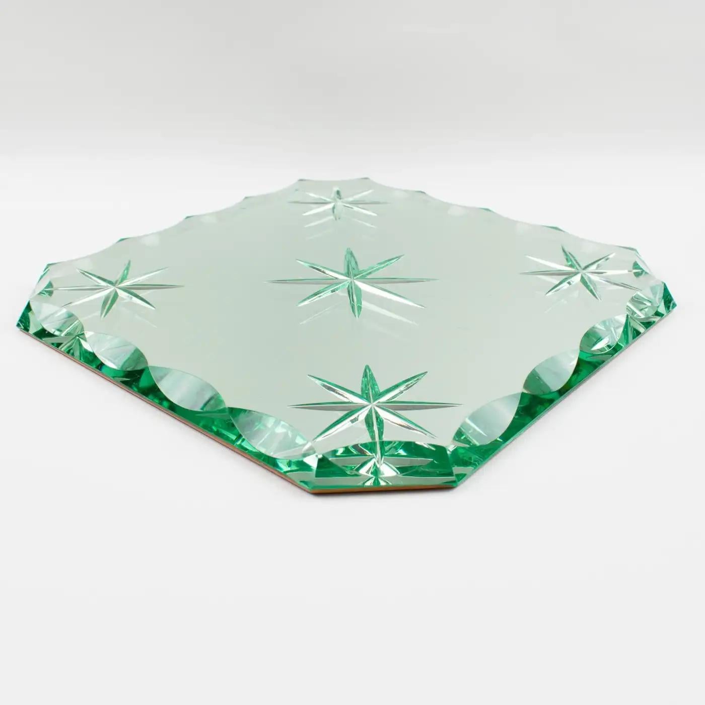 Mid-20th Century Jean Luce Art Deco Mirrored Glass Tray, Platter or Centerpiece, 1930s For Sale
