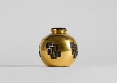 Jean Luce, Jarrón Art Decó con motivo geométrico, gres esmaltado, Francia, c 1928