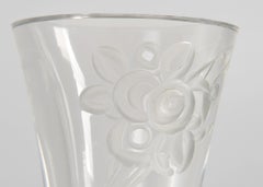 Jean Luce, Colorless Etched Glass Vase with Floral Motif, France, circa 1925