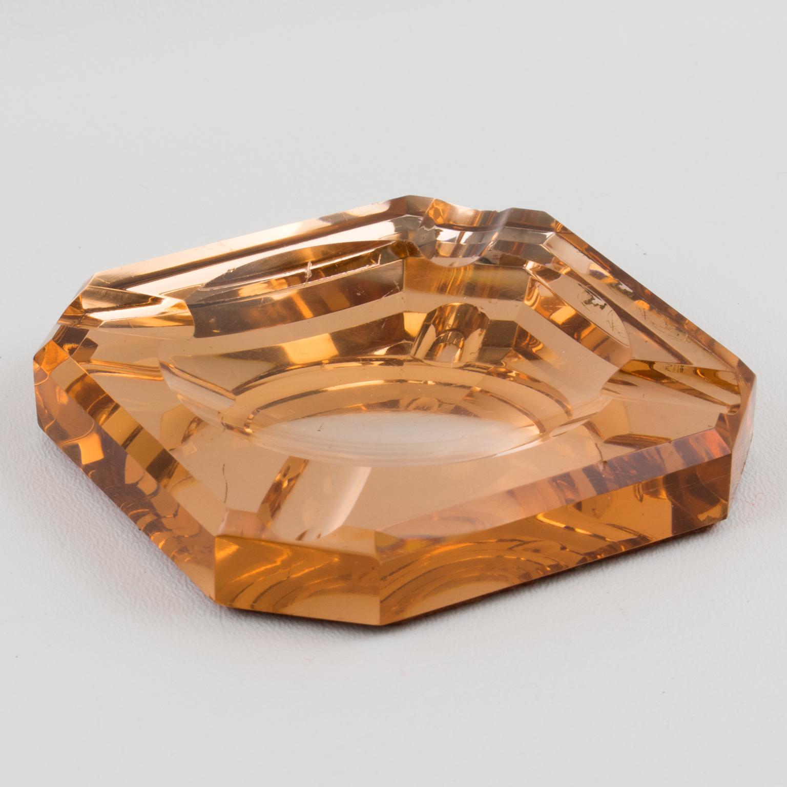 Jean Luce French Art Deco Copper Mirror Glass Ashtray Desk Tidy 2