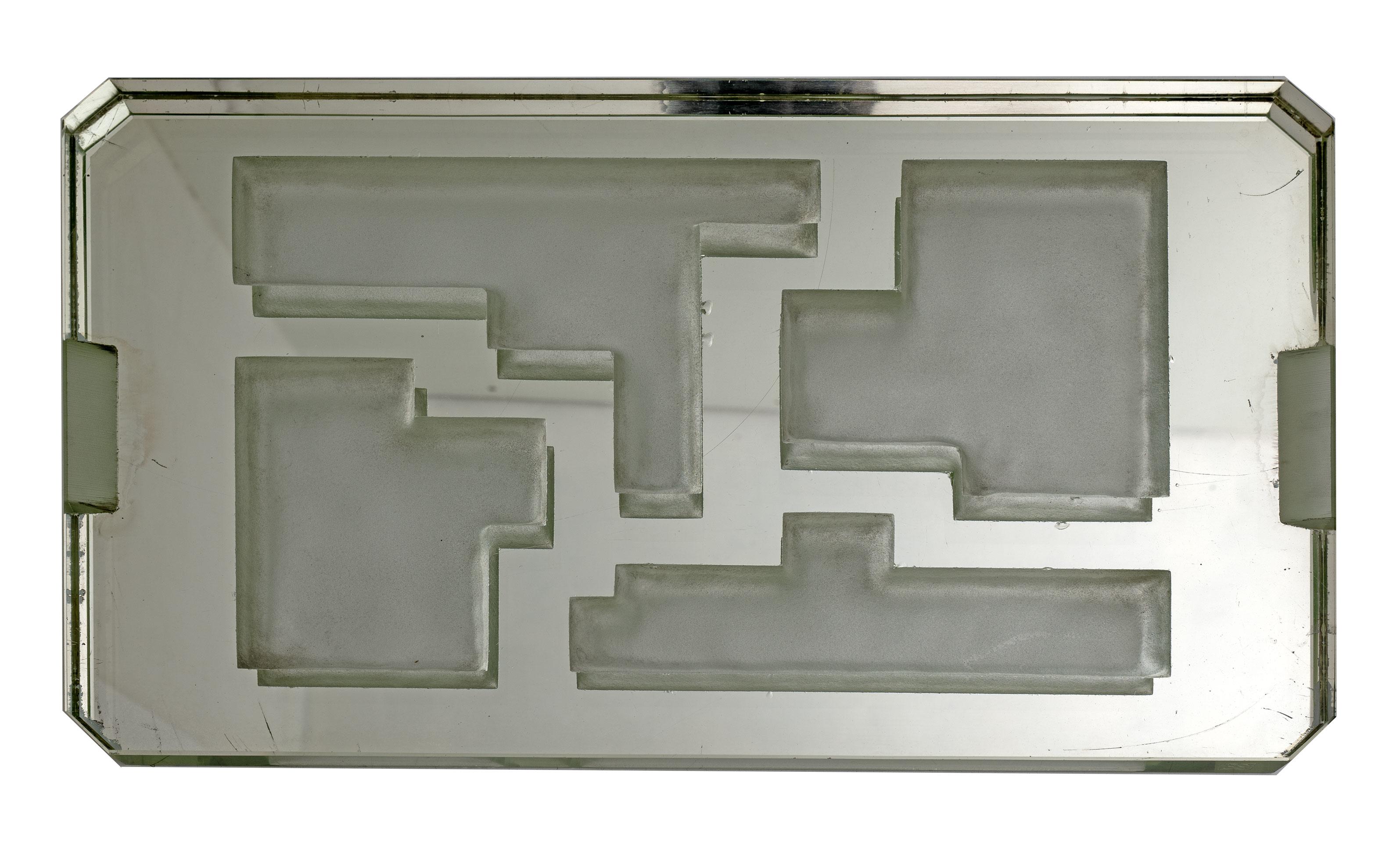 Art Deco Jean Luce Modernist Large Center Piece Tray Thiks Glass, 1930s