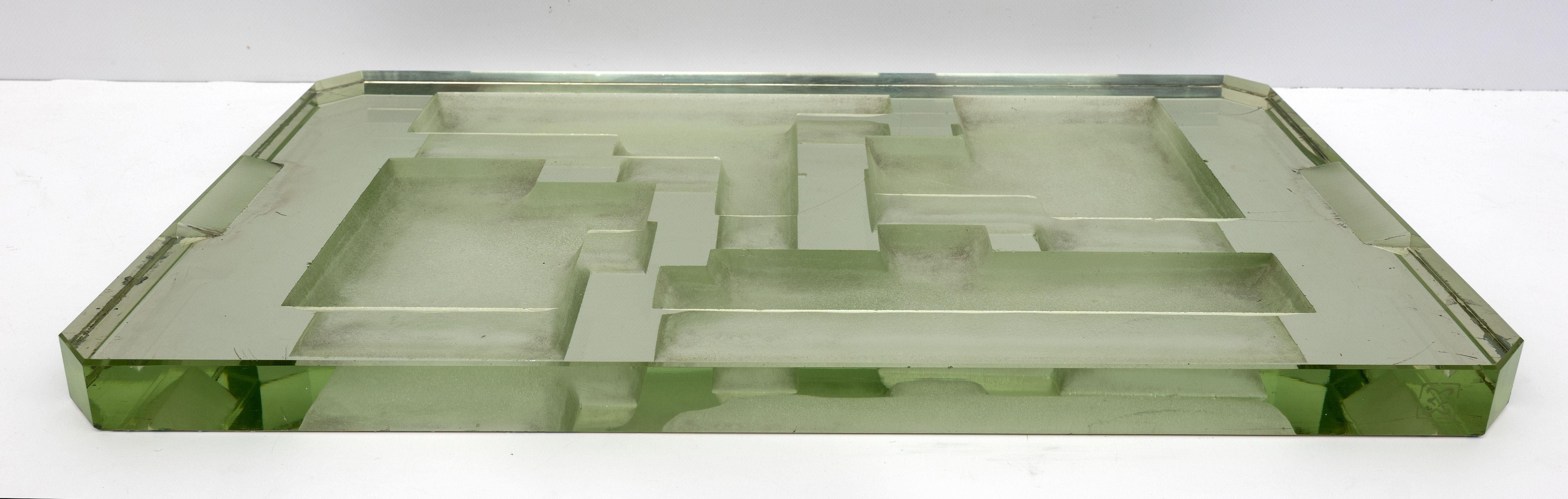 Jean Luce Modernist Large Center Piece Tray Thiks Glass, 1930s In Good Condition In Puglia, Puglia