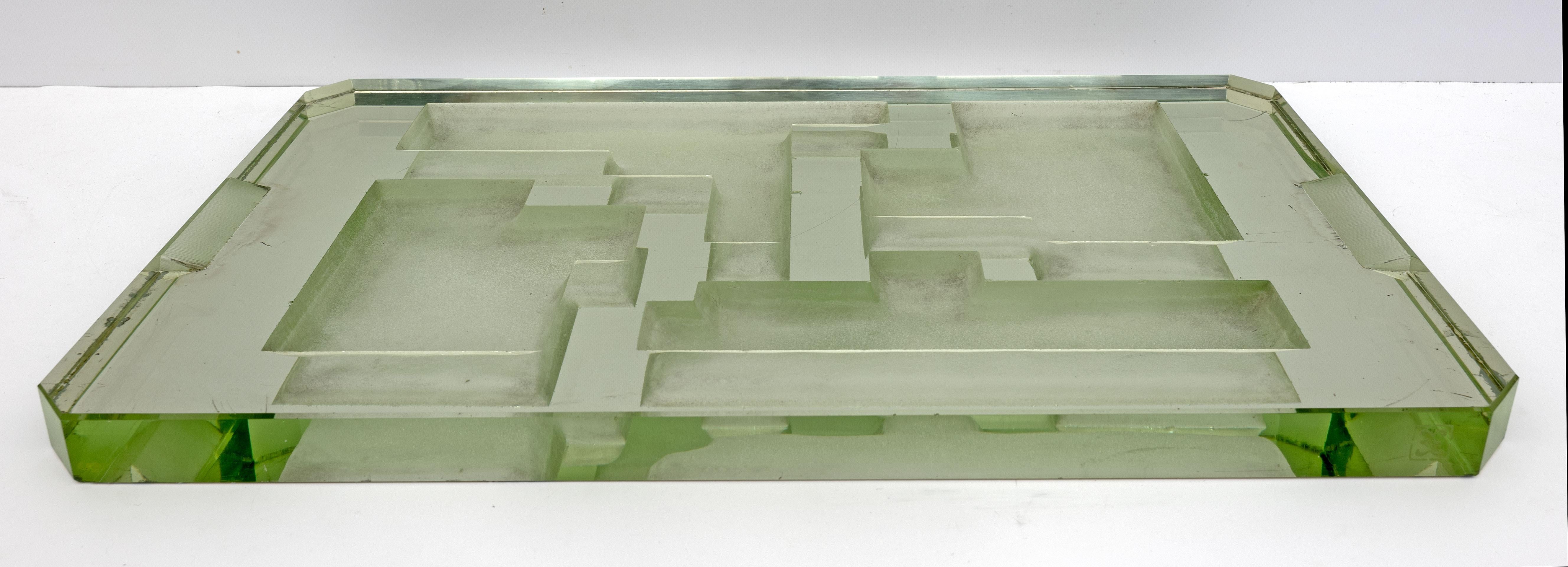 Mid-20th Century Jean Luce Modernist Large Center Piece Tray Thiks Glass, 1930s