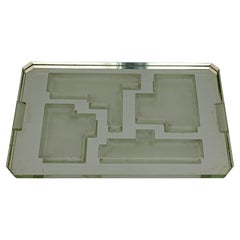 Vintage Jean Luce Modernist Large Center Piece Tray Thiks Glass, 1930s