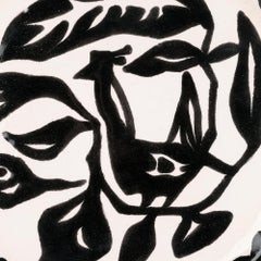 Jean Lucrat French Mid-Century Art Pottery Plate with a Bird on a Branch