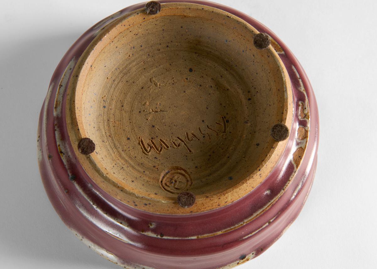 French Jean Lugassy, Red Ceramic Bowl, France, circa 1930 For Sale