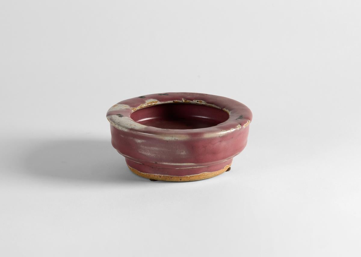 Glazed Jean Lugassy, Red Ceramic Bowl, France, circa 1930 For Sale