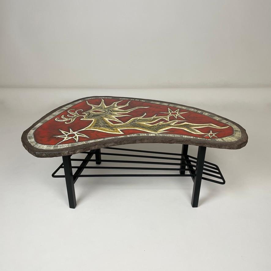 Steel Jean Lurçat Attributed Free Form Coffee Table circa 1950, France. For Sale