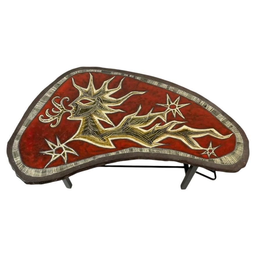 Jean Lurçat Attributed Free Form Coffee Table circa 1950, France. For Sale