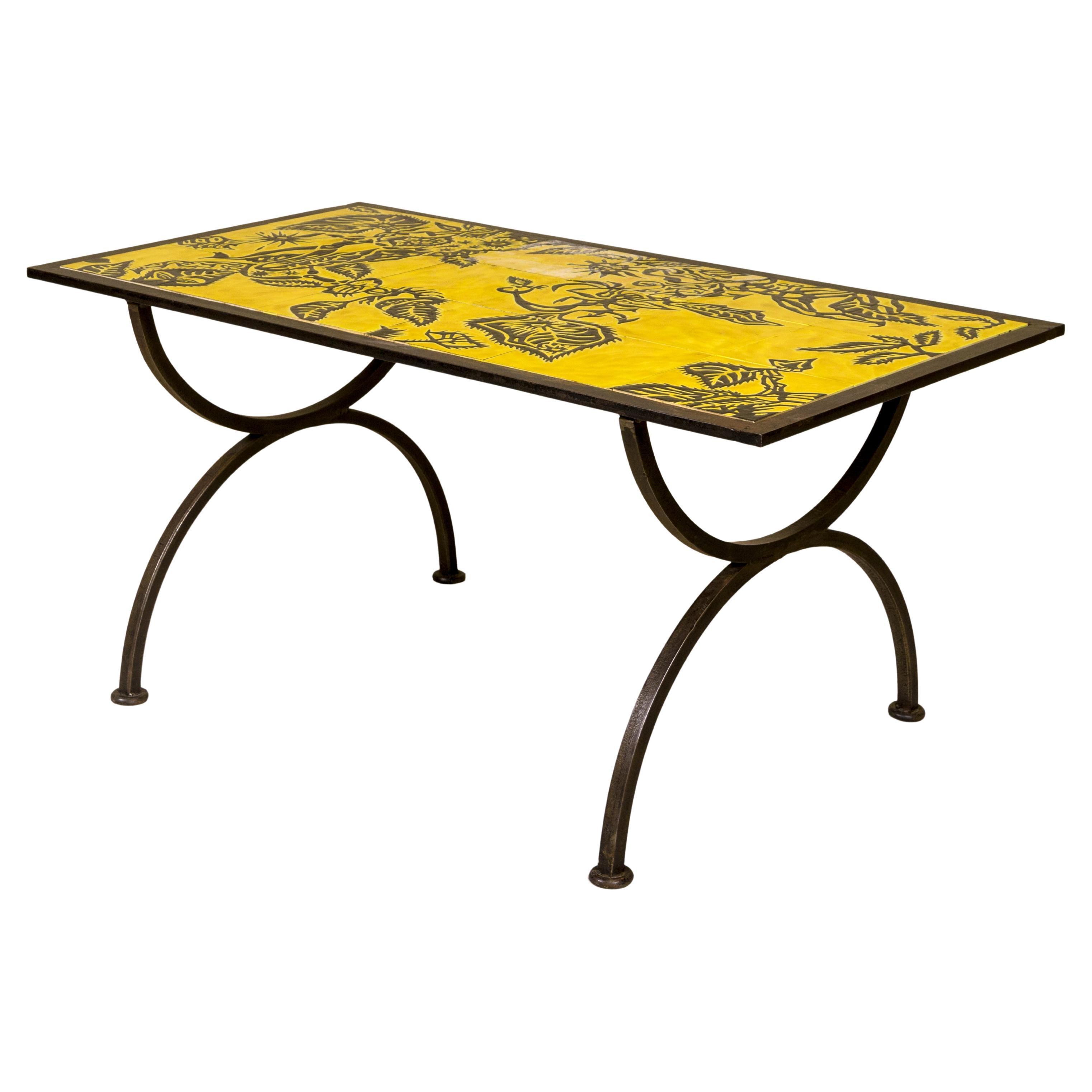 Tavolino in ceramica di Jean Lurcat per Saint Vincens, CIRCA 1950, Francia in vendita