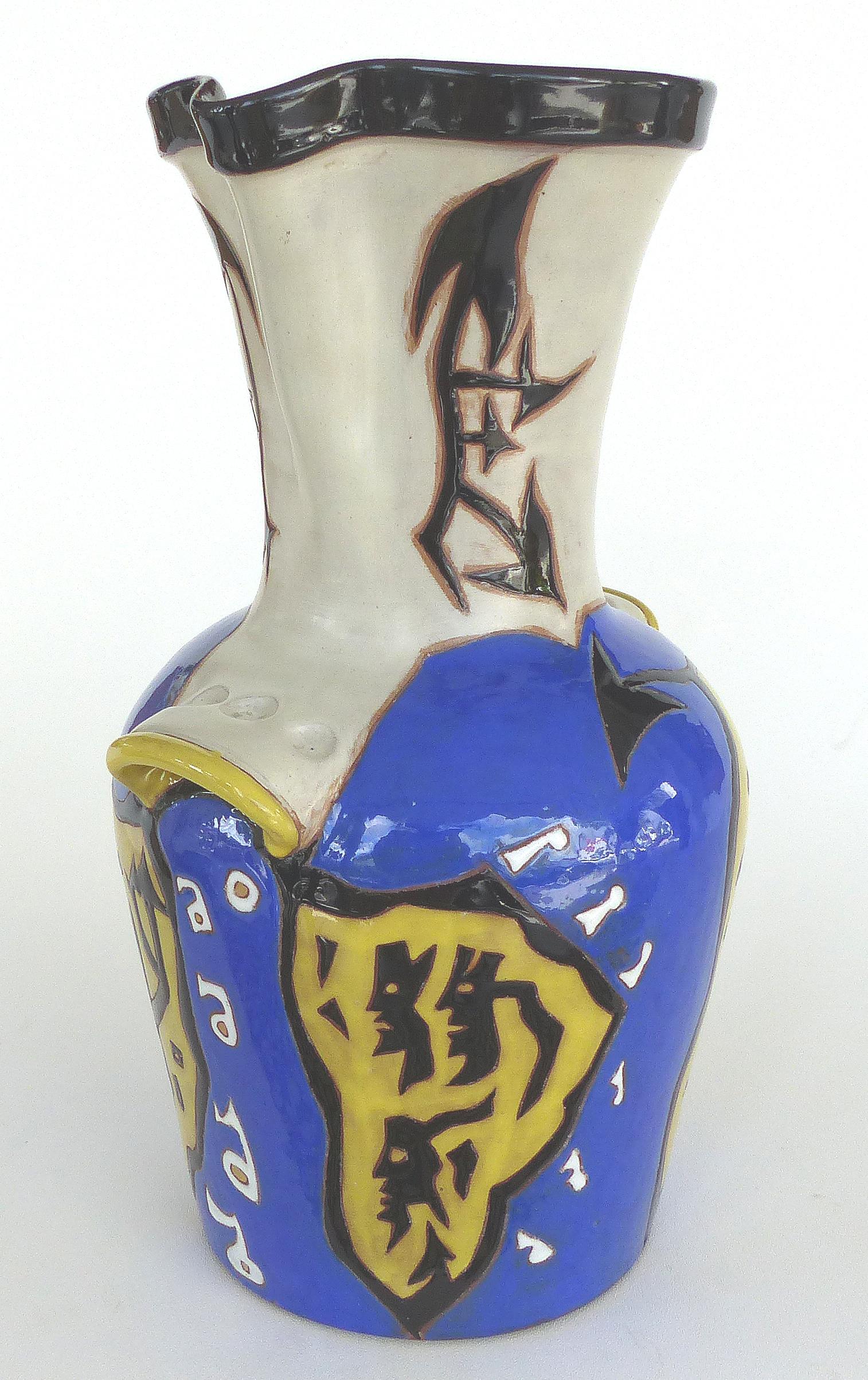 Glazed Jean Lurçat French Ceramic Midcentury Vase 22/50 For Sale