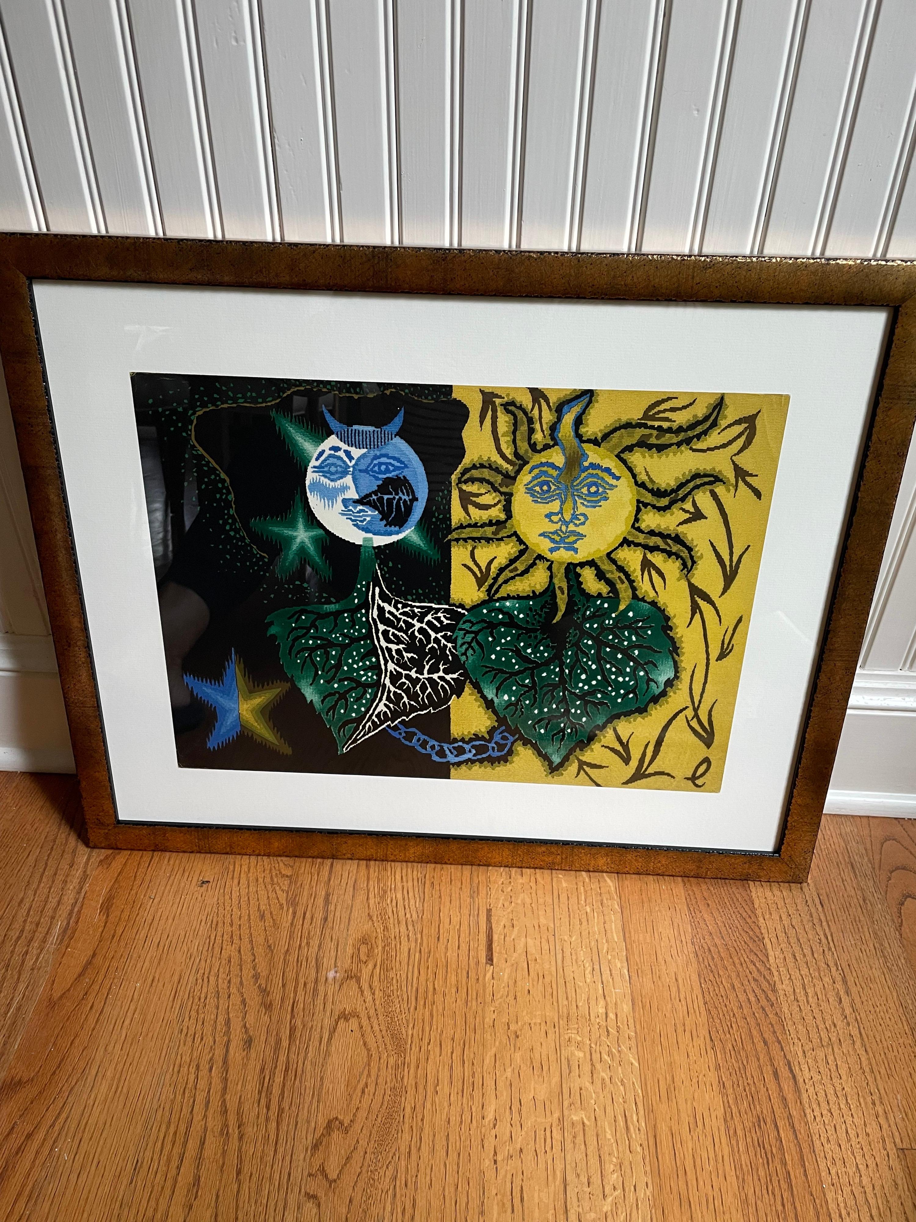 Jean Lurcat Gemini zodiac tapestry lithograph.