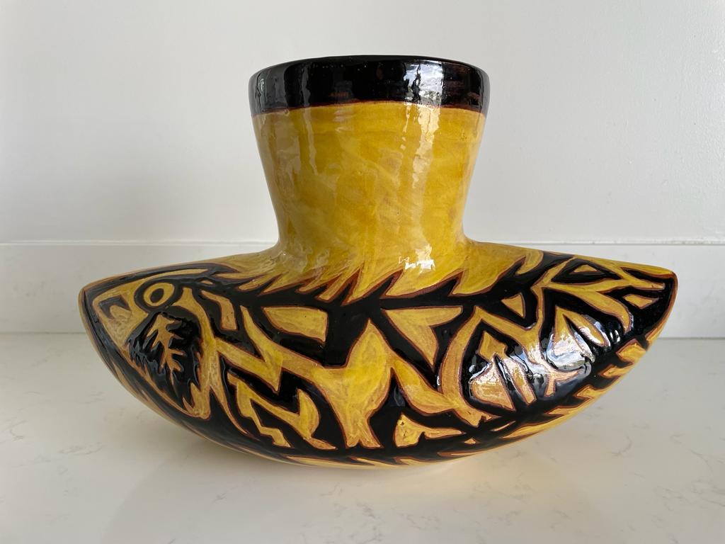 Jean Lurcat  Vase aus glasierter Keramik, Sant Vincens, um 1955, Frankreich (Moderne der Mitte des Jahrhunderts) im Angebot