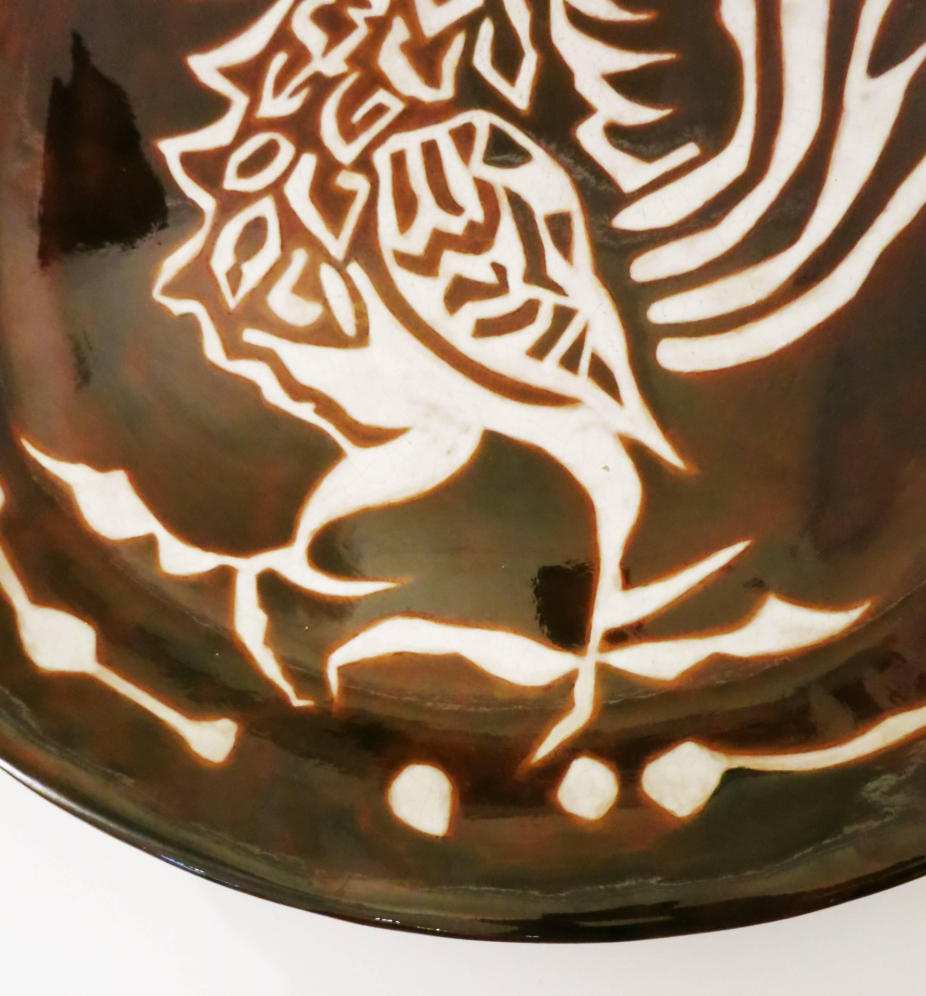 Mid-Century Modern Jean Lurcat Huge Ceramic Dish, 1950s For Sale